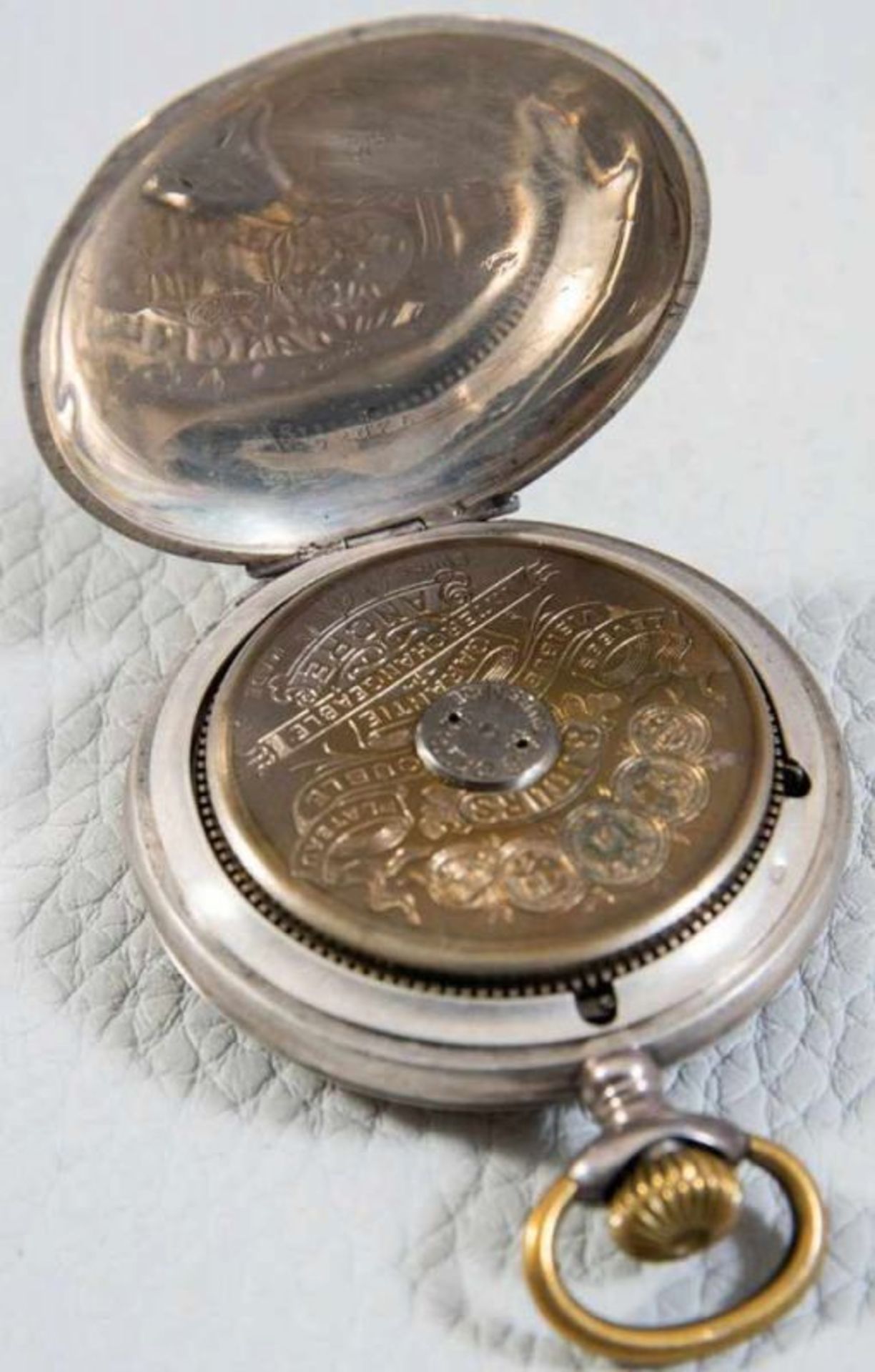"HEBDOMAS - 8 JOURS" - SAVONETTE Herrentaschenuhr in 800er Silber, Porzellanziffernblatt mit arab. - Bild 3 aus 7