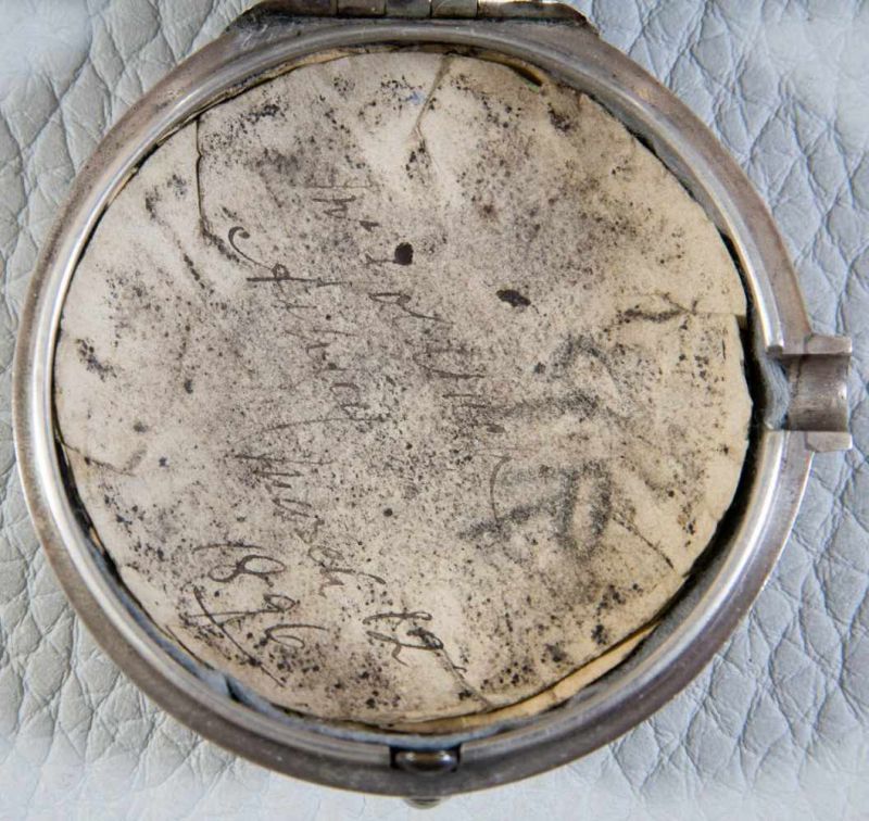 Schwere, englische Spindeltaschenuhr, Gehäuse & Übergehäuse in Silber, prächtige Werksplatine, - Image 9 of 11