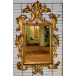 Dekorativer Spiegel im Florentiner Barockstil, 20. Jhd., Spiegelfläche ca. 71 x 41 cm, max.