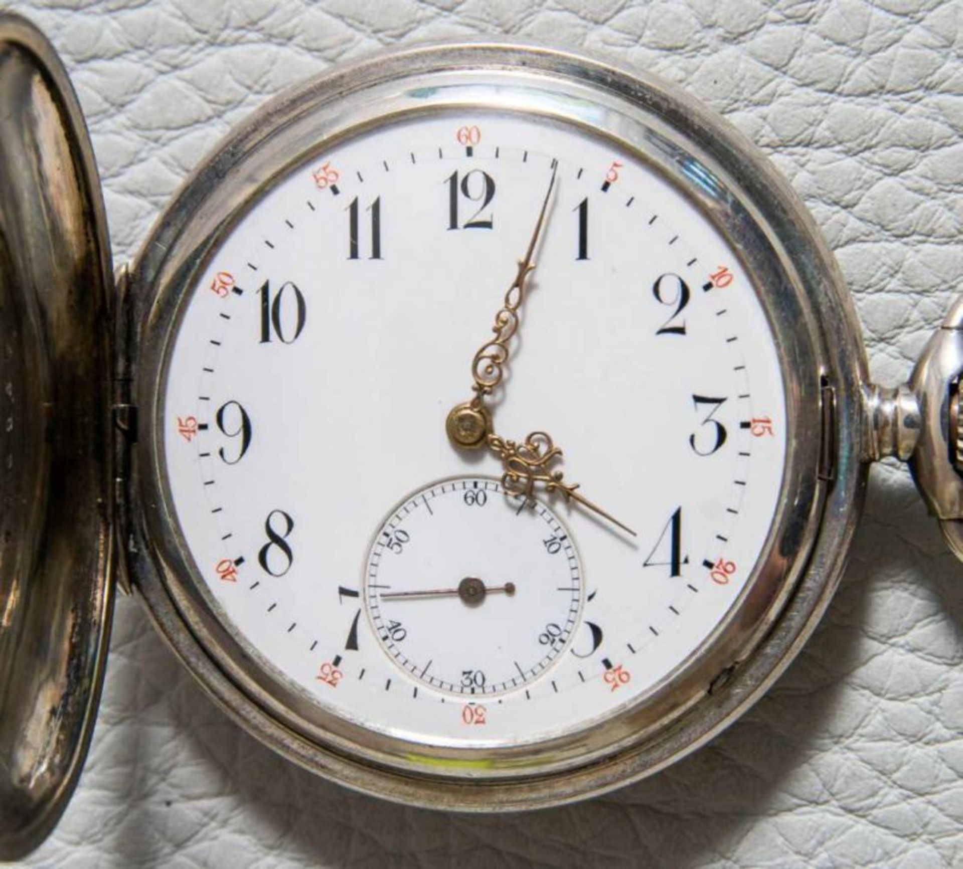 Antike IWC Savonette Herrentaschenuhr, um 1890, schweres 800er Silbergehäuse, weißes - Bild 2 aus 10