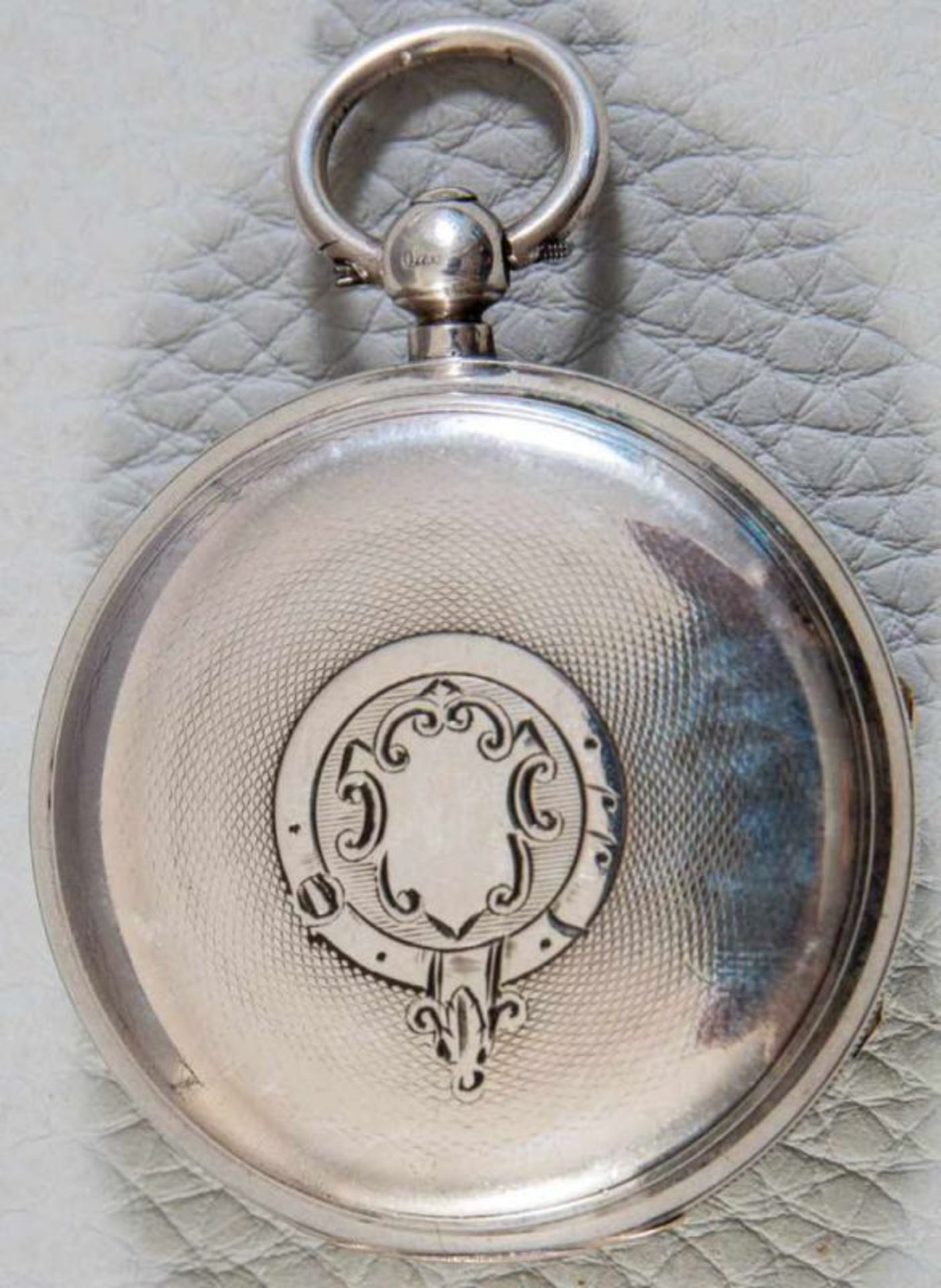 Englische Herrentaschenuhr mit Schlüsselaufzug, Gehäuse in 925er Sterlingsilber, Werksplatine bez. - Bild 6 aus 6