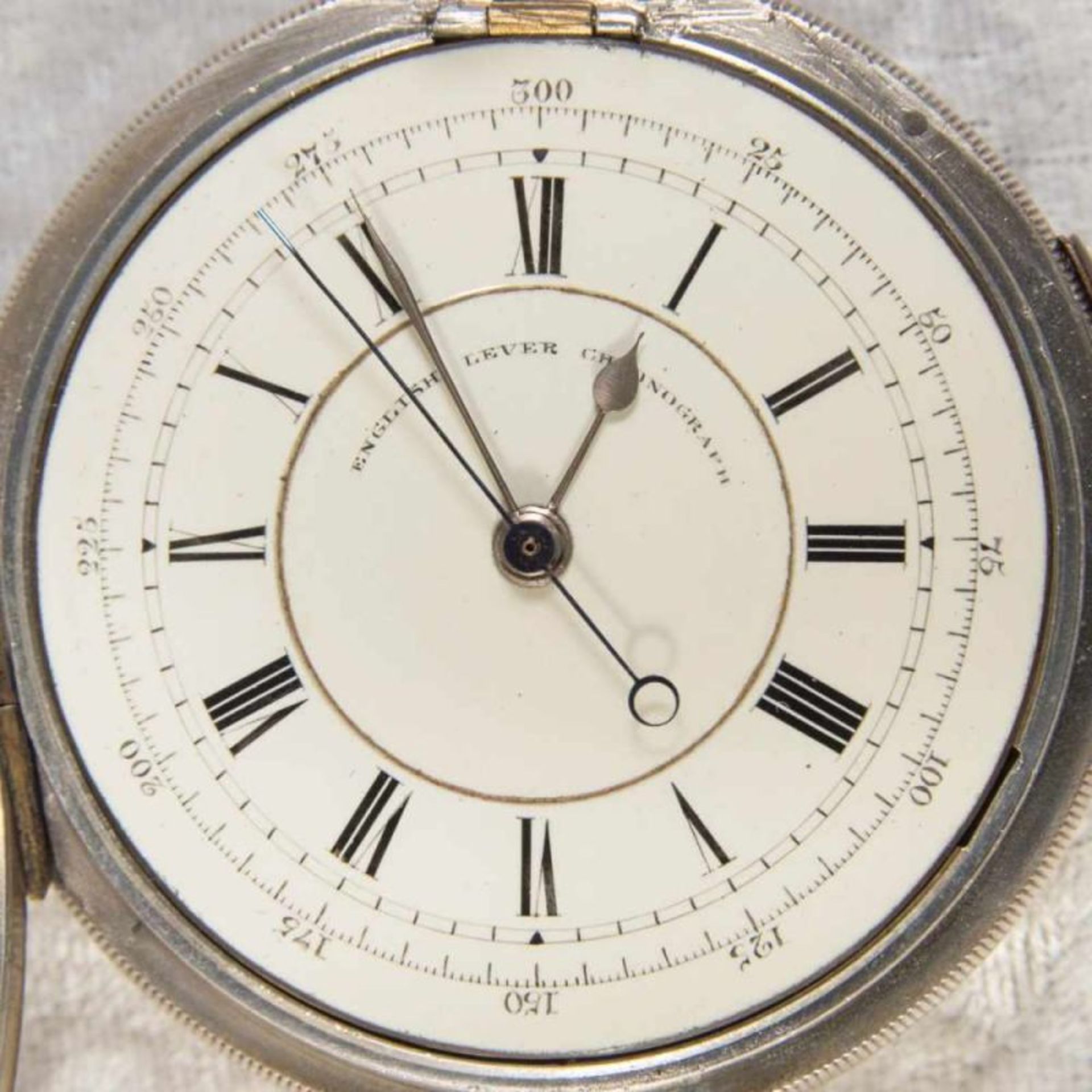 "English Lever Chronograph", Gehäuse in 925er Sterlingsilber, Werk & Gehäuse nummerngleich (No. - Bild 6 aus 12