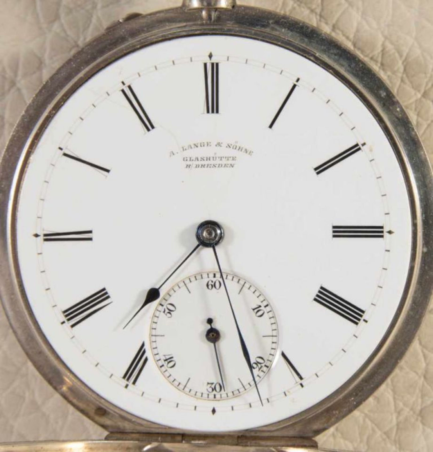 "A. LANGE & SÖHNE GLASHÜTTE B. DRESDEN". - Halbsavonette Herrentaschenuhr, Gehäuse in 800er - Bild 2 aus 7