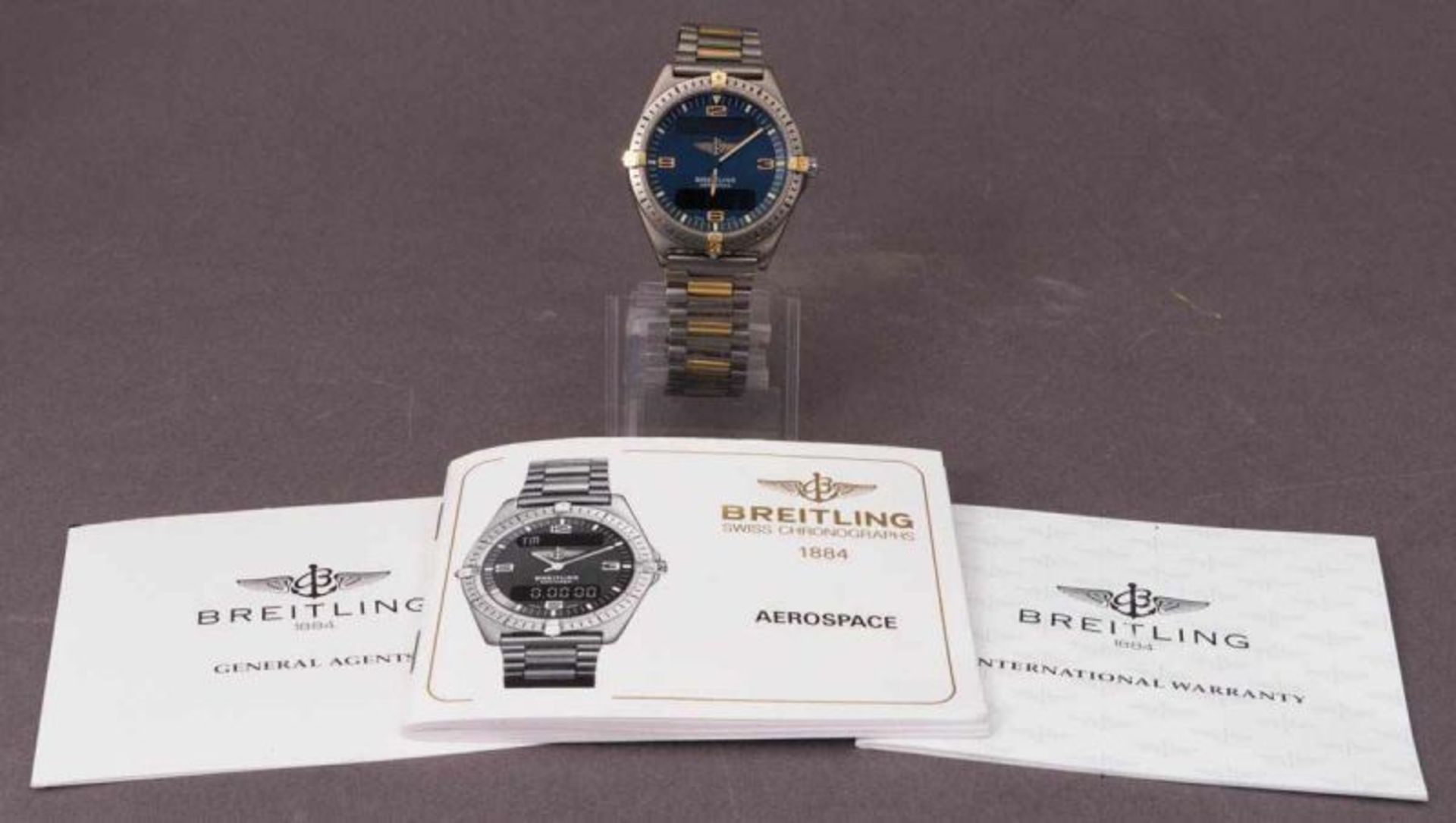 BREITLING-AEROSPACE Herrenarmbanduhr, Quartzwerk, 1992 erworben. Original Box & Papiere. Ungeprüft. - Bild 3 aus 9