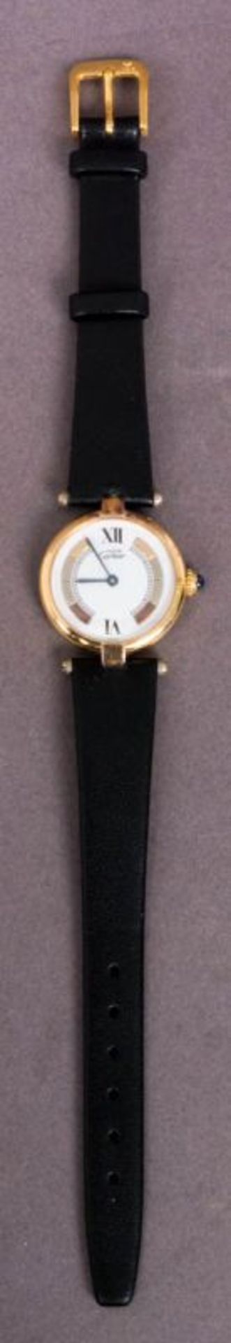 "CARTIER"-Damenarmbanduhr, Silber vergoldet, Quarzwerk, Ref. 590003, ca. 1980er/90er Jahre. - Bild 3 aus 4