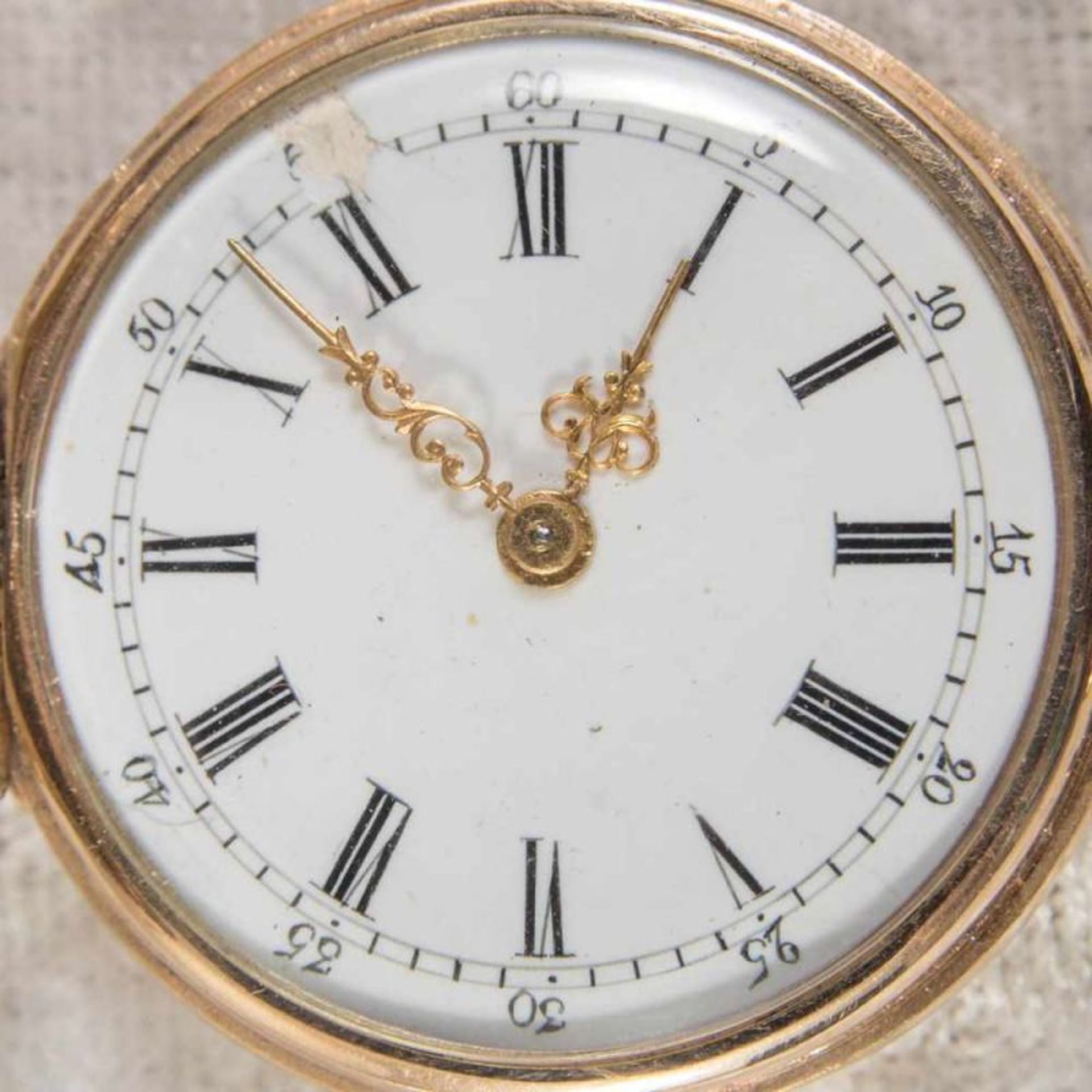 Goldene Savonette Damentaschenuhr, Gehäuse in 585er Gelbgold, ca. 28 gr. (brutto). - Bild 2 aus 9