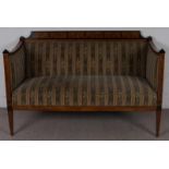 Salonsofa, Biedermeier-Stil um 1900, Nussbaum?, teilweise ebonisierter schablonisierter Dekor,