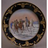 "1814" - Schauteller, Napoleonica, Pseudo-Sevres Marke im Rot. Tiefblaue Fahne mit reichem