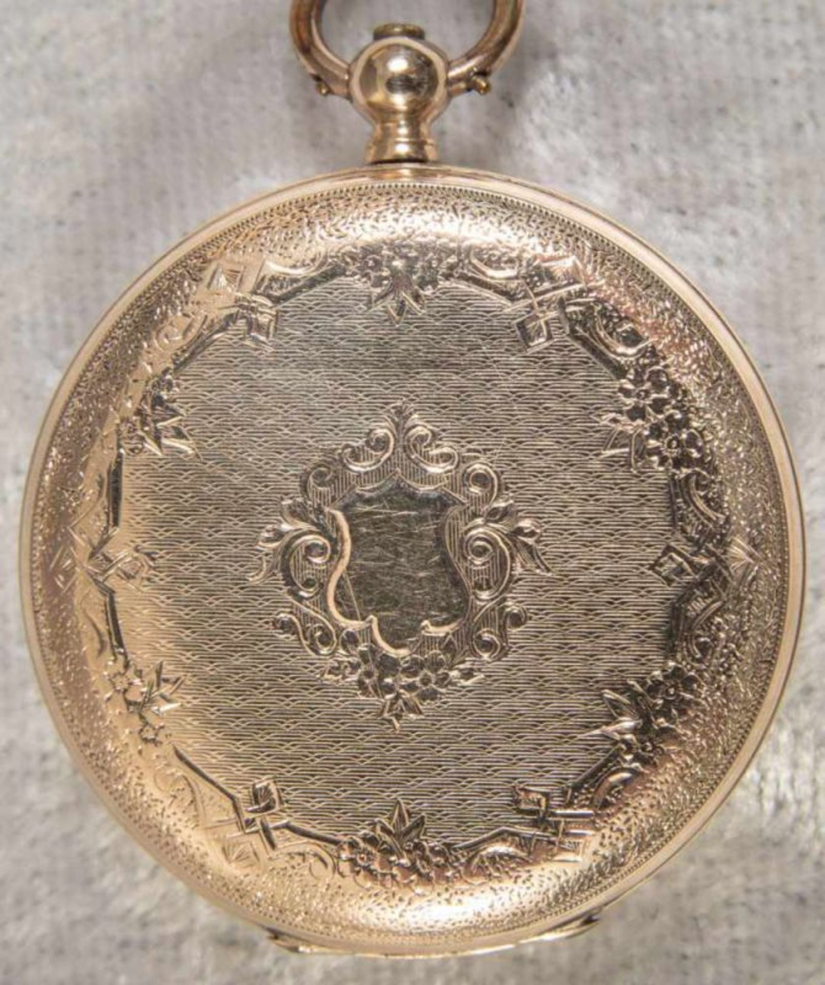Antike Halbsavonette-Taschenuhr, guillochiertes, flaches Gehäuse wohl Gold (ungepunzt). - Bild 9 aus 9