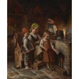 KAULBACH, HERMANN 1846 München - 1909 ebenda Kinder in der Küche L. u. signiert. Öl auf Holz. 54 x