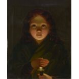 NIEDERLANDE 19. Jh. Mädchen mit Kerze Öl auf Lwd. 54,5 x 44 cm. Besch. Rahmen besch.