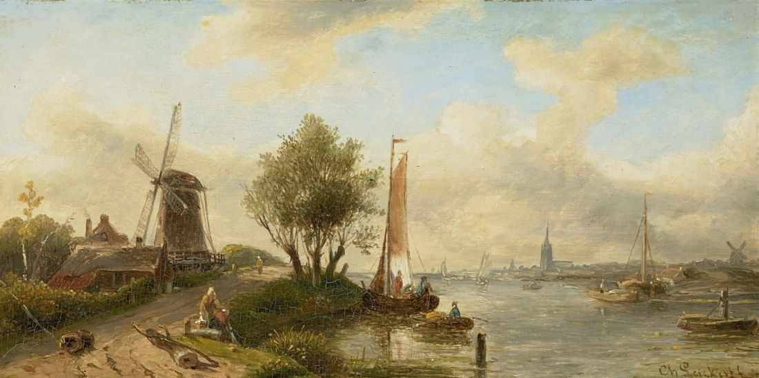 LEICKERT, CHARLES HENRI JOSEPH 1816 o. 1818 Brüssel - 1907 Mainz Holländische Flusslandschaft Mit