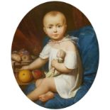 GÉNOD, MICHEL PHILIBERT 1795 o. 1796 Lyon - 1862 ebenda Kinderbildnis mit Puppe und Früchten R. u.