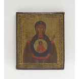 GOTTESMUTTER DES ZEICHENS Russland, Ende 19. Jh. Tempera mit Gold auf Holz. Besch. 31 x 27 cm.