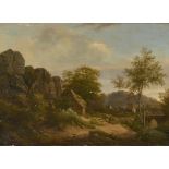 KOEKKOEK, BAREND CORNELIS 1803 Middelburg - 1862 Kleve Felslandschaft mit Bauernhäusern M. u.
