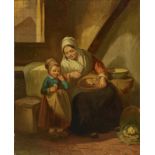 BRAEKELEER, FERDINAND DE 1828 Antwerpen - 1857 ebenda, zugeschrieben Mutter mit Kind Öl auf Holz. 26