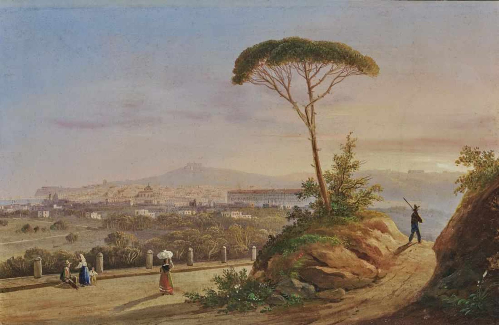 Unbekannt Mitte 19. Jh. Blick auf Neapel Rücks. auf dem Keilrahmen bezeichnet "Napoli [...] Strada