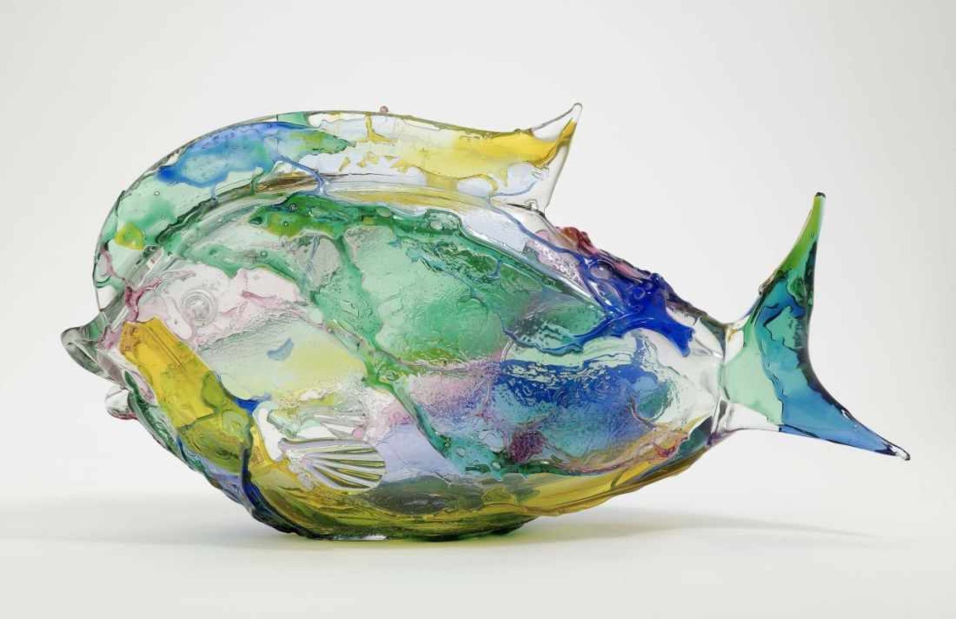 Fisch Vetretria Oball, Murano, Luigi Onesto Farbloses Glas. Auf- und eingeschmolzene farbige - Bild 2 aus 2