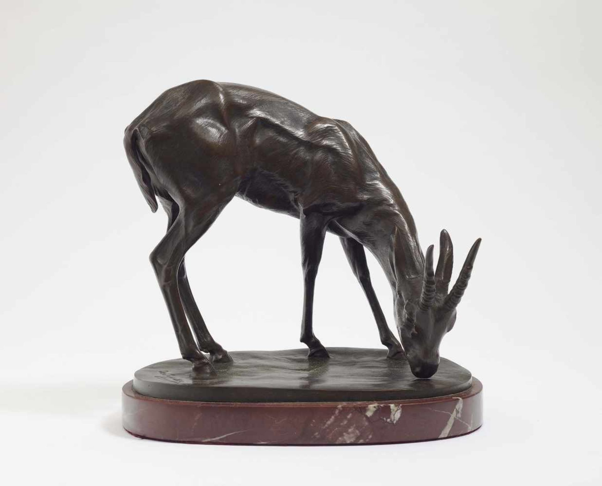 "Steinbock" Josef Pallenberg (1882 Köln - 1946 Düsseldorf) Bronze, braun patiniert. Auf ovalem