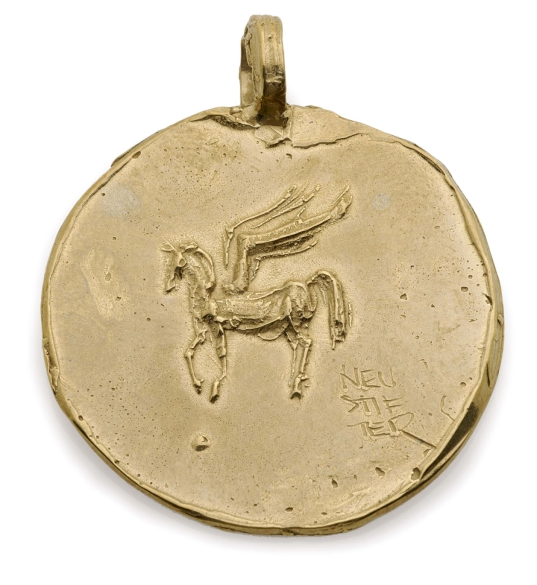 Neustifter, Joseph Michael 1949 Eggenfelden Schmuckanhänger Pegasus. 2017 Bronze mit Öse 4,5 x 3,8