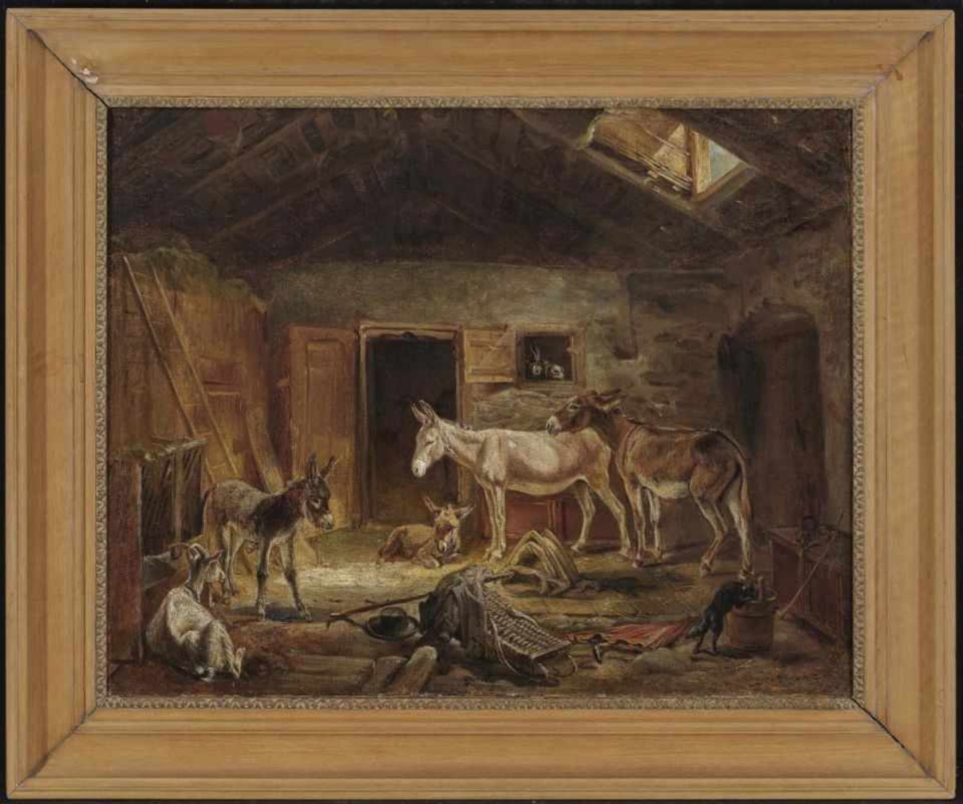 Adam, Benno 1812 München - 1892 Kelheim Esel im Stall R. u. signiert und undeutl. Ortsbezeichnung. - Bild 2 aus 2