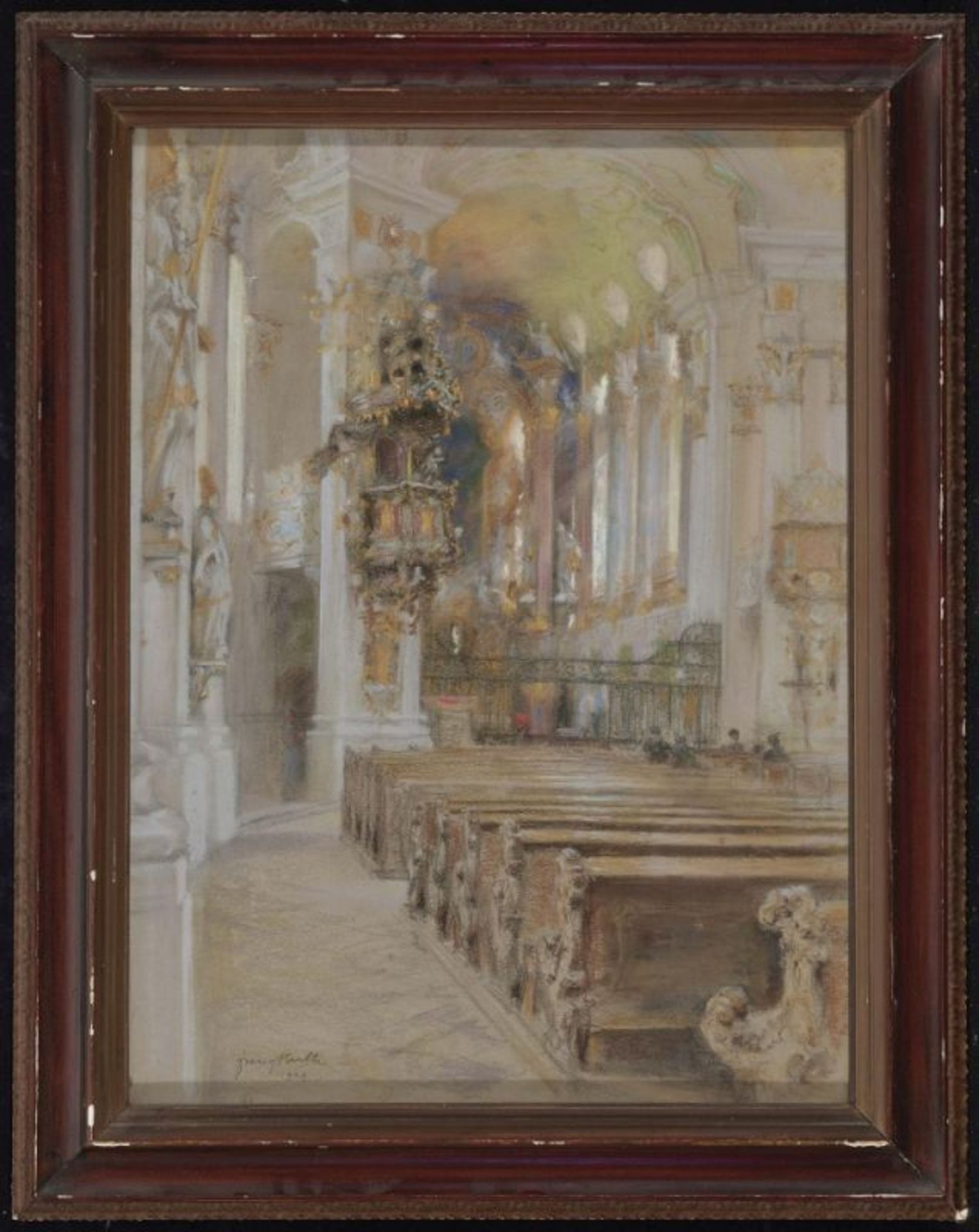 Huth, Franz 1876 Pößneck - 1970 Weimar Inneres der Wieskirche L. u. signiert und 1929 datiert. - Bild 2 aus 2