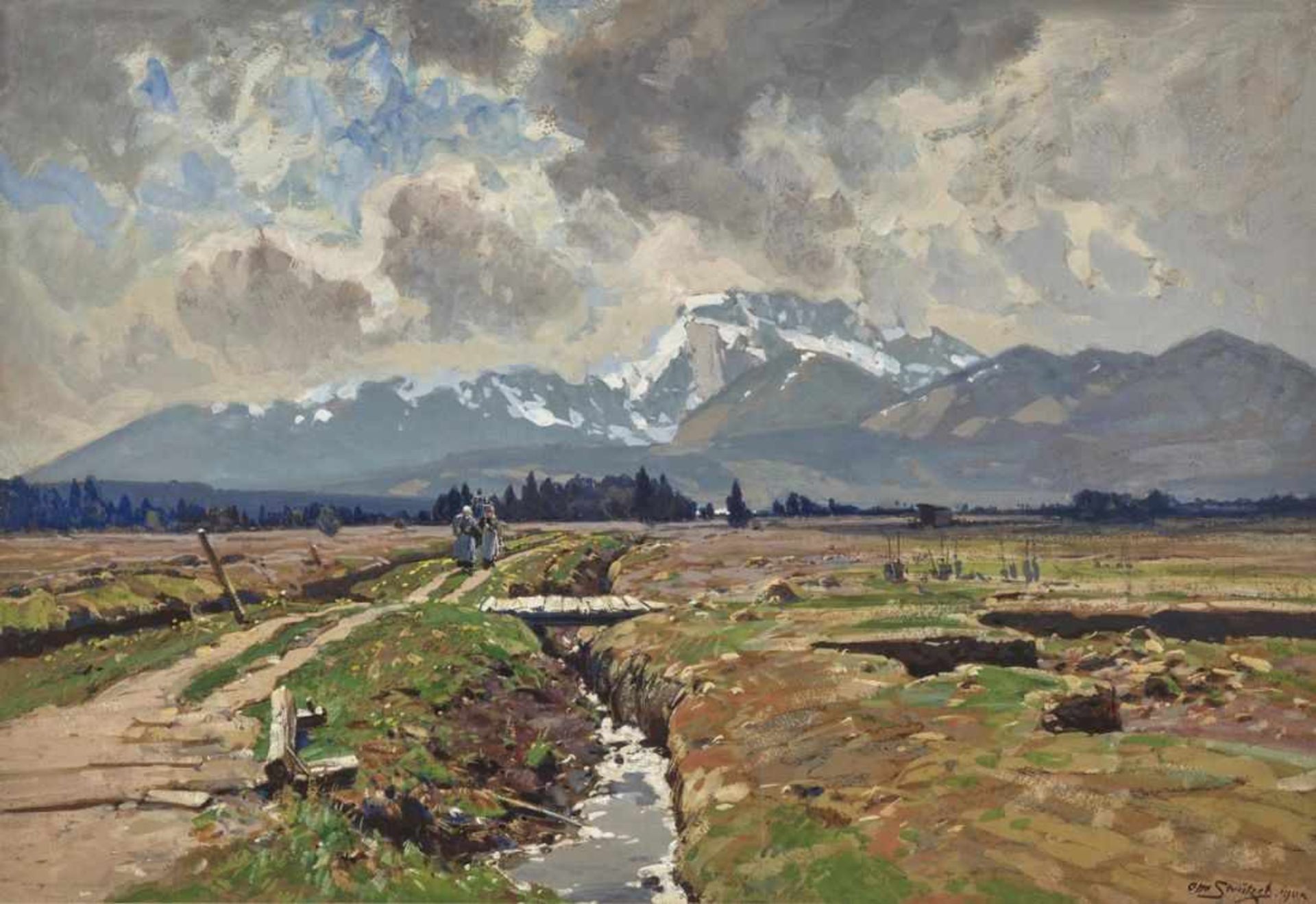 Strützel, Otto1855 Dessau - 1930 München"Frühling im Hochmoor"R. u. signiert und 1900 datiert. Auf