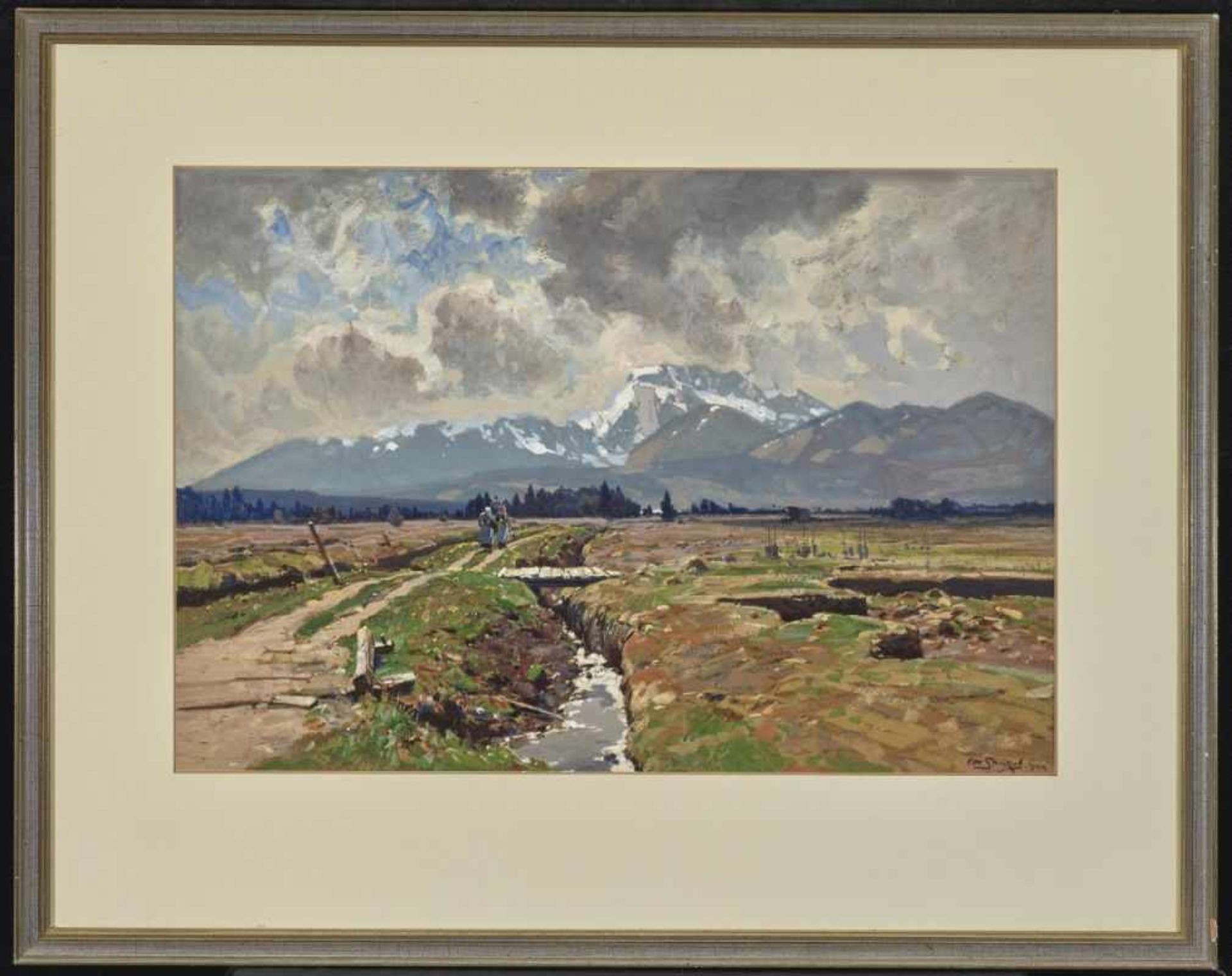 Strützel, Otto1855 Dessau - 1930 München"Frühling im Hochmoor"R. u. signiert und 1900 datiert. Auf - Bild 2 aus 2