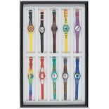 20 Künstler-Armbanduhren Schweiz, 1990-1992Chaos Watch Edition u. a. eingefärbter KunststoffH. Von