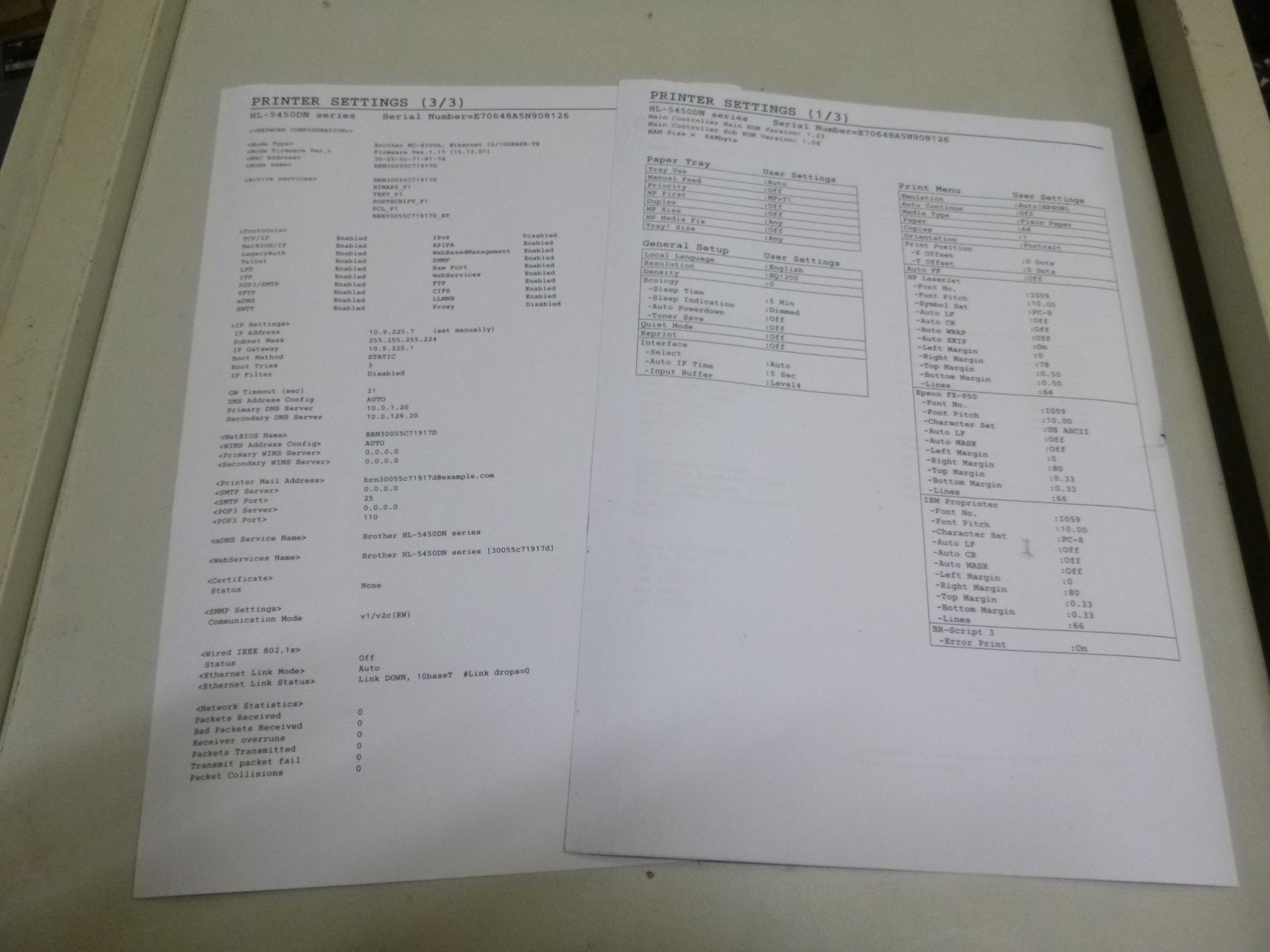 BROTHER HL-5450DN NETWORK LASER PRINTER WITH USB AND TEST PRINT - Image 2 of 2