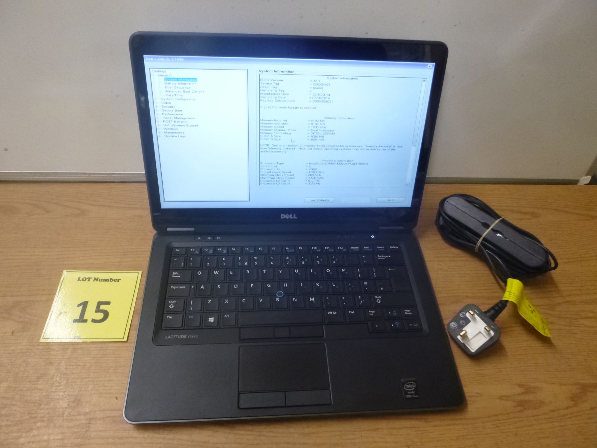 DELL LATITUDE E7440 LAPTOP. CORE i5 1.9 GHZ PROCESSOR, 8GB RAM, 128GB SOLID STATE HDD. WITH PSU & W8