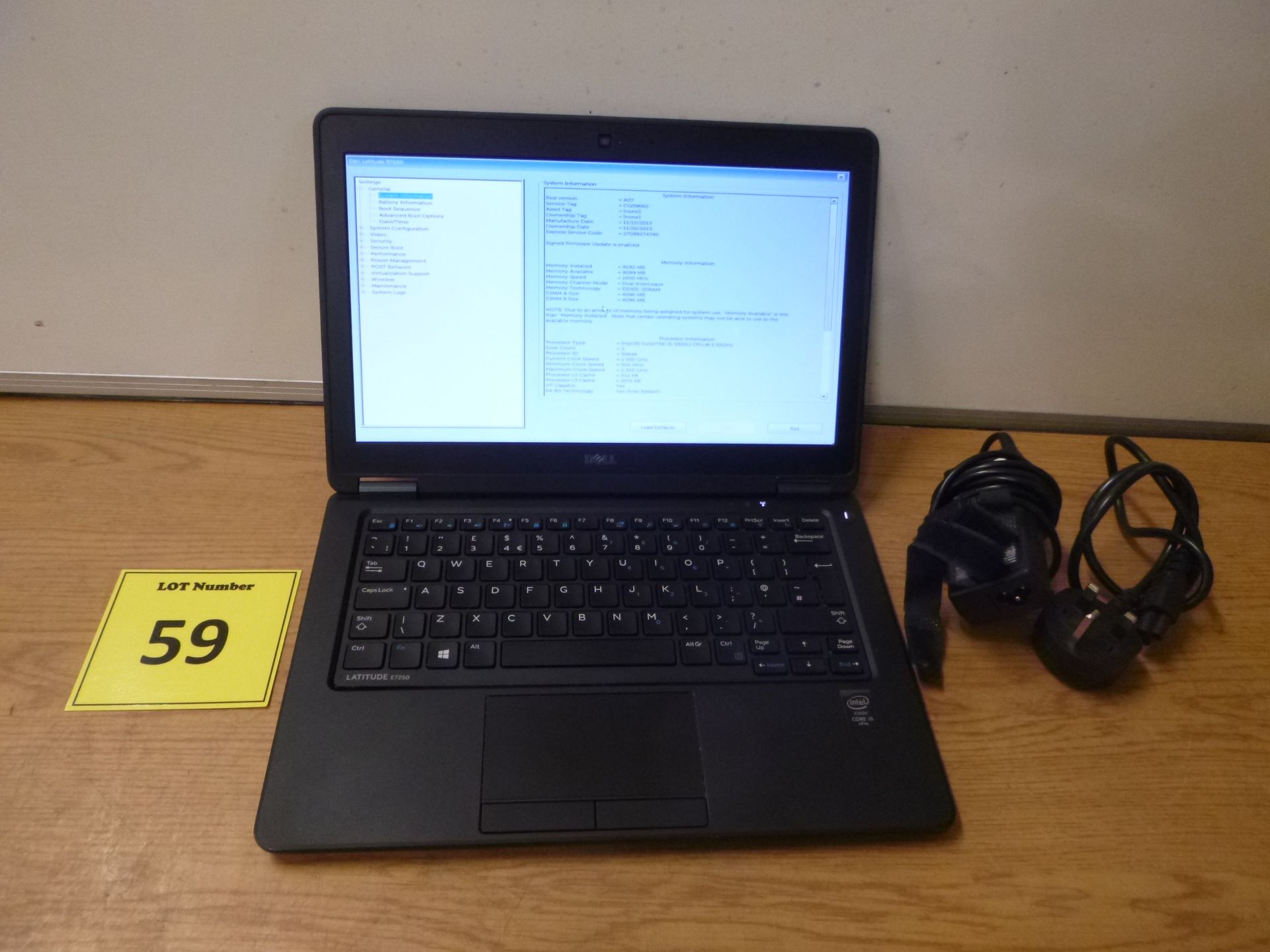 DELL LATITUDE E7250 LAPTOP. CORE i5 2.3 GHZ PROCESSOR, 8GB RAM, 128GB SOLID STATE HDD. WITH PSU & W8