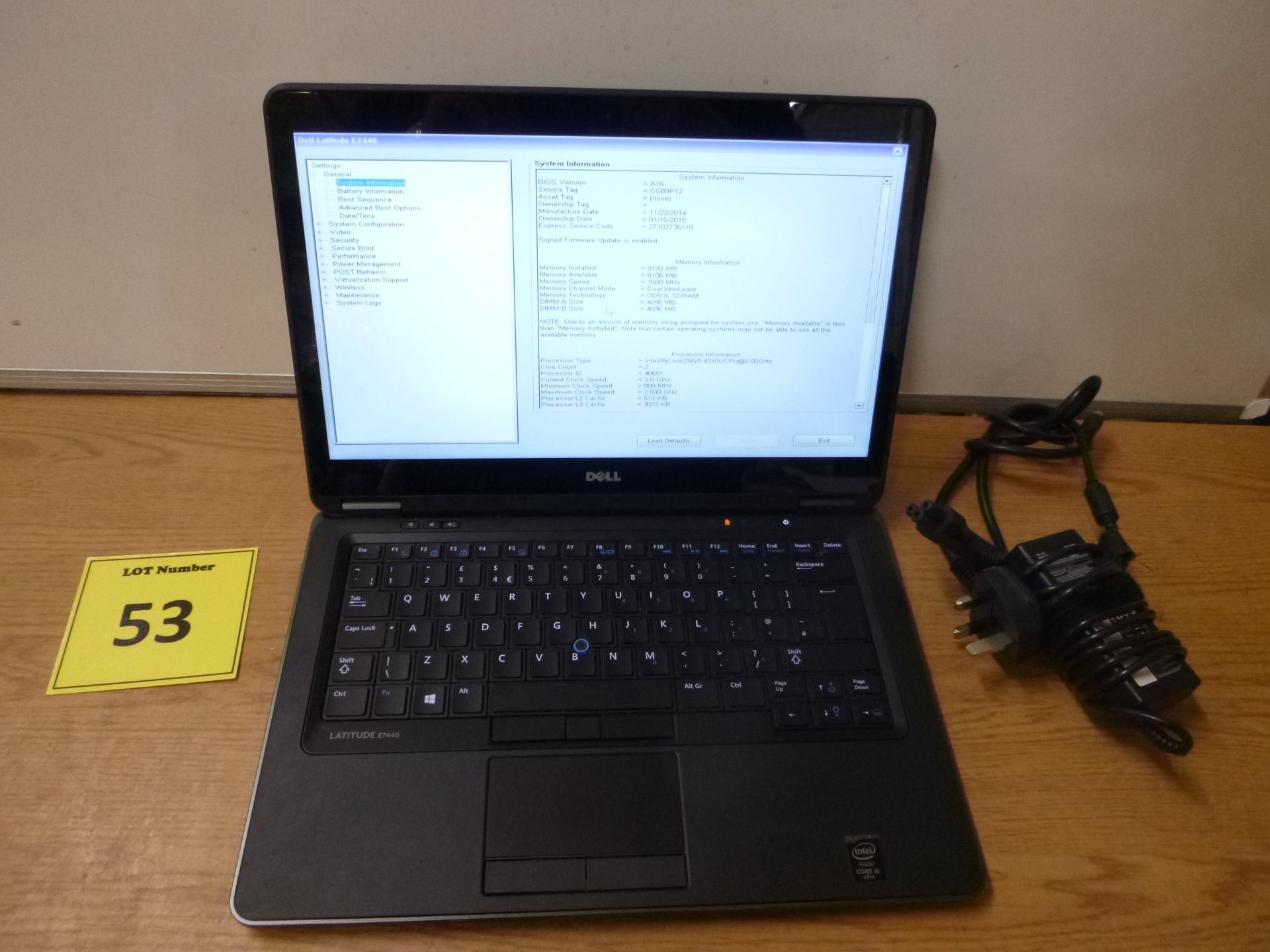 DELL LATITUDE E7440 LAPTOP. CORE i5 2.0 GHZ PROCESSOR, 8GB RAM, 128GB SOLID STATE HDD. WITH PSU & W8