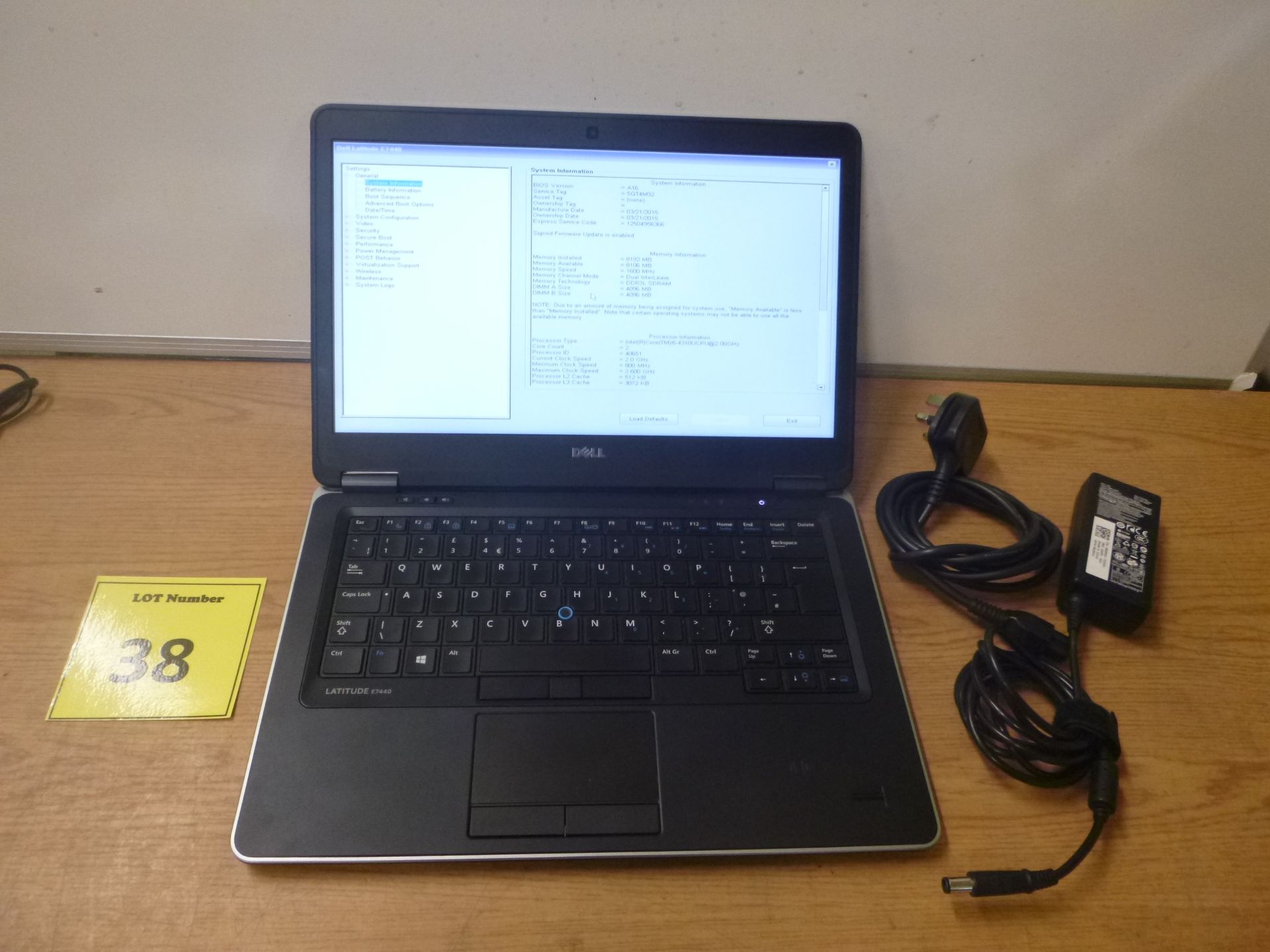 DELL LATITUDE E7440 LAPTOP. CORE i5 2.0 GHZ PROCESSOR, 8GB RAM, 256 GB SOLID STATE HDD. WITH PSU &