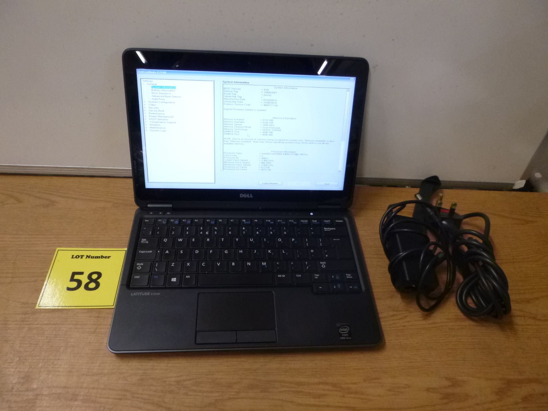 DELL LATITUDE E7240 LAPTOP. CORE i5 1.9 GHZ PROCESSOR, 8GB RAM, 128GB SOLID STATE HDD. WITH PSU & W8