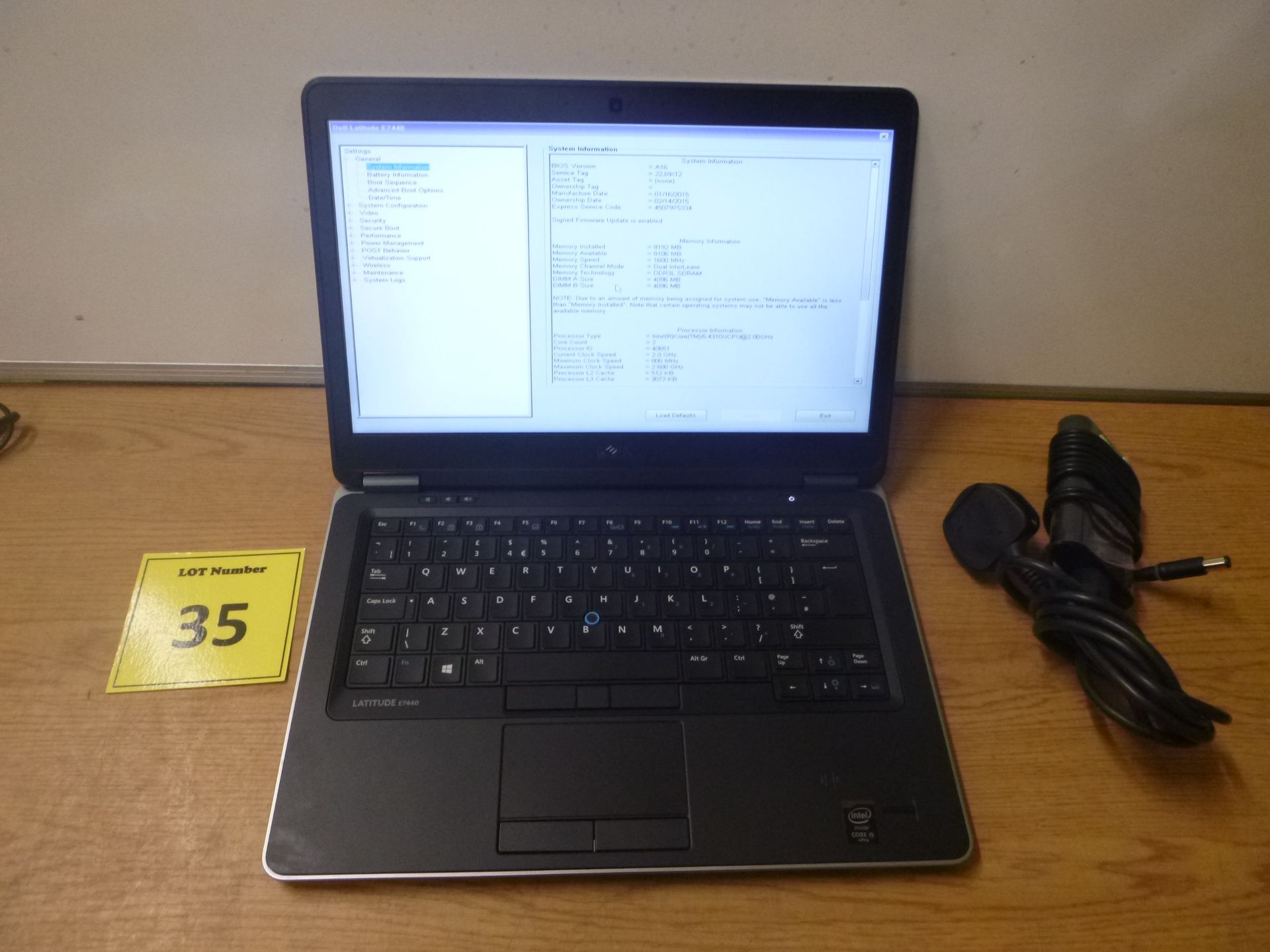 DELL LATITUDE E7440 LAPTOP. CORE i5 2.0 GHZ PROCESSOR, 8GB RAM, 256 GB SOLID STATE HDD. WITH PSU &