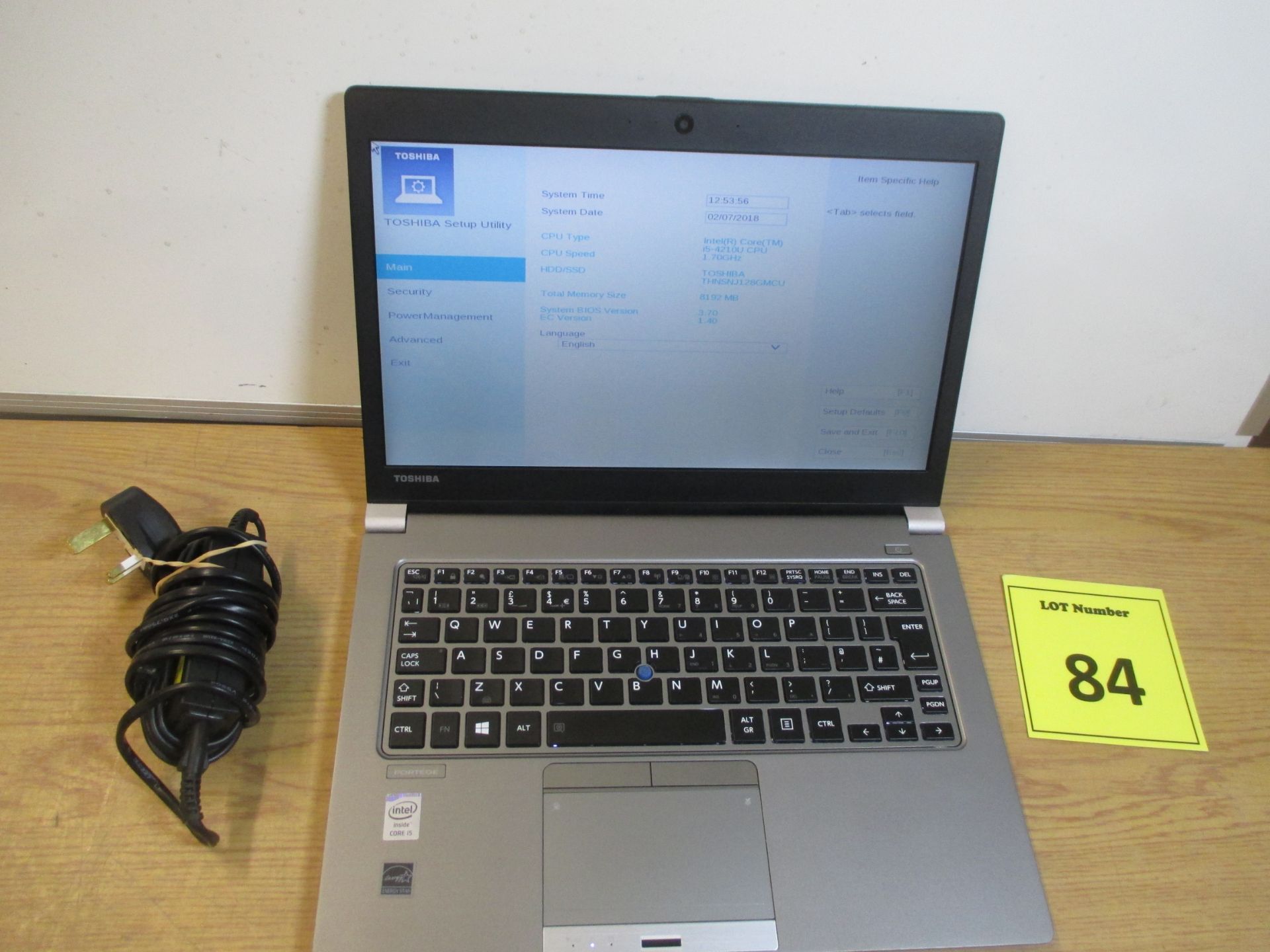 TOSHIBA PORTEGE Z30 LAPTOP. CORE i5 1.7GHZ PROCESSOR, 8GB RAM, 128GB SOLID STATE HDD. WITH PSU &