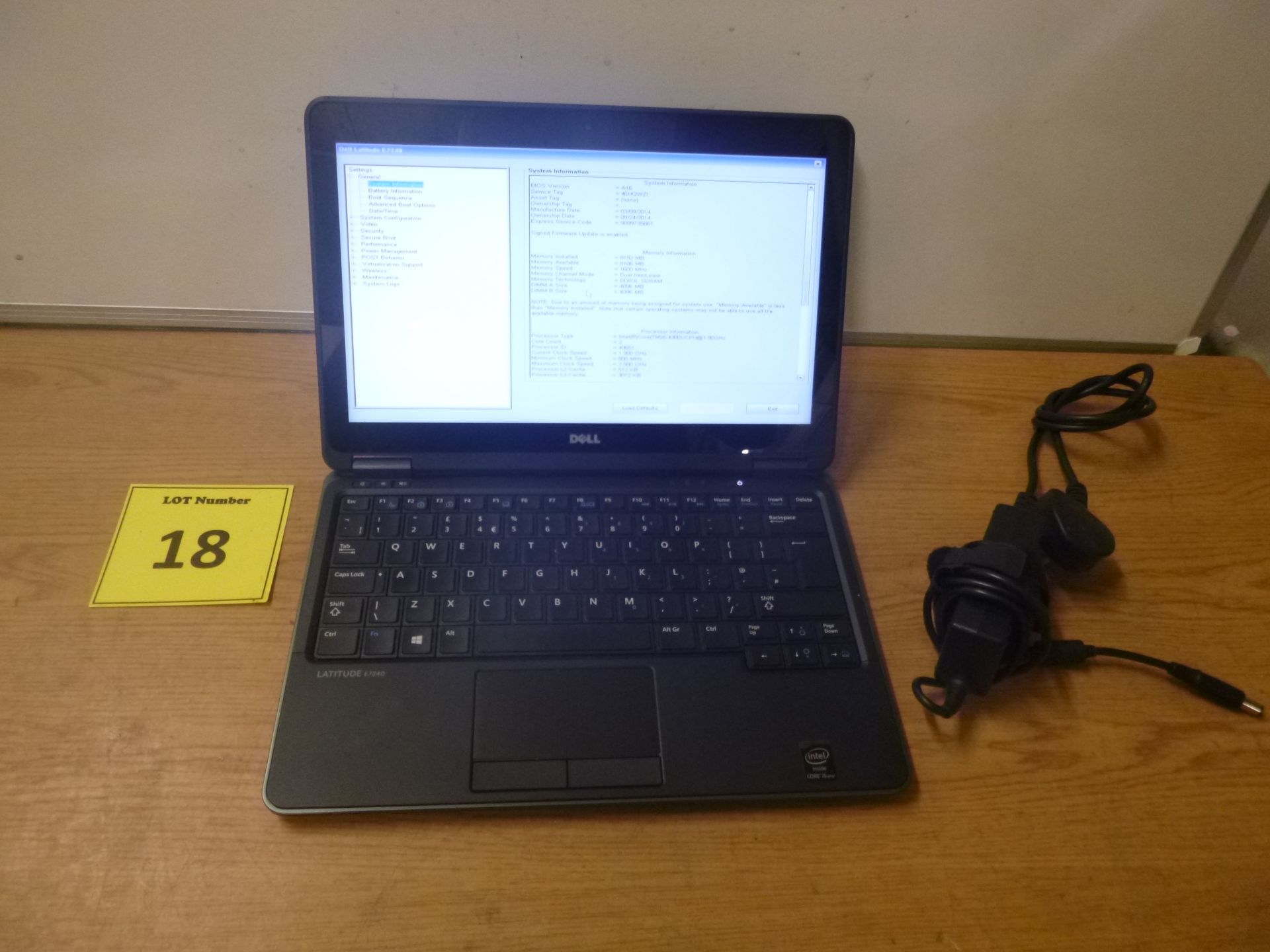 DELL LATITUDE E7240 LAPTOP. CORE i5 1.9 GHZ PROCESSOR, 8GB RAM, 128GB SOLID STATE HDD. WITH PSU & W8