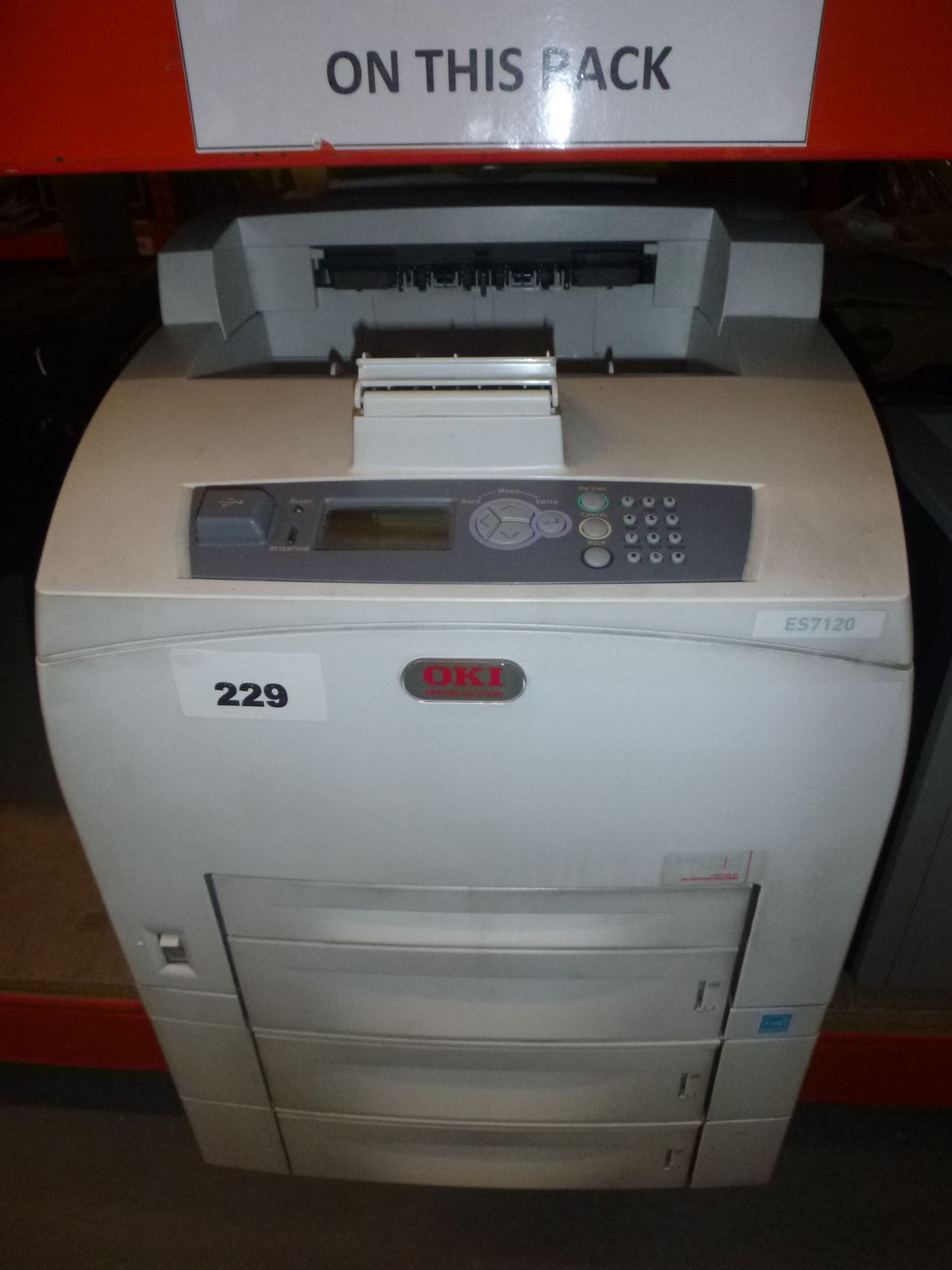 OKI ES 7120 MONO NETWORK LASER PRINTER WITH TWO EXTRA TRAYS AND A TEST PRINT