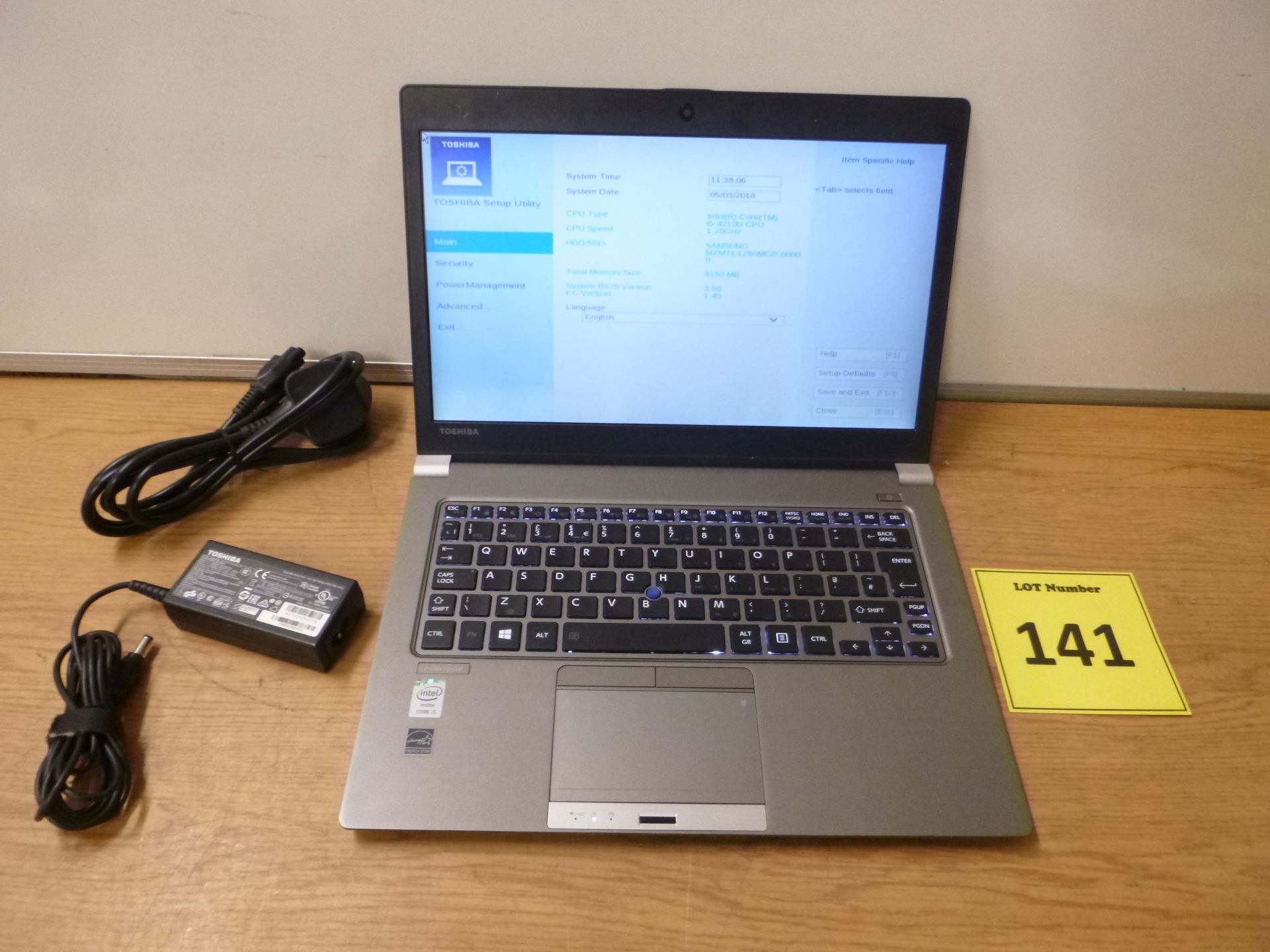 TOSHIBA PORTEGE Z30 LAPTOP. CORE i5 1.7GHZ PROCESSOR, 8GB RAM, 128GB SOLID STATE HDD. WITH PSU &