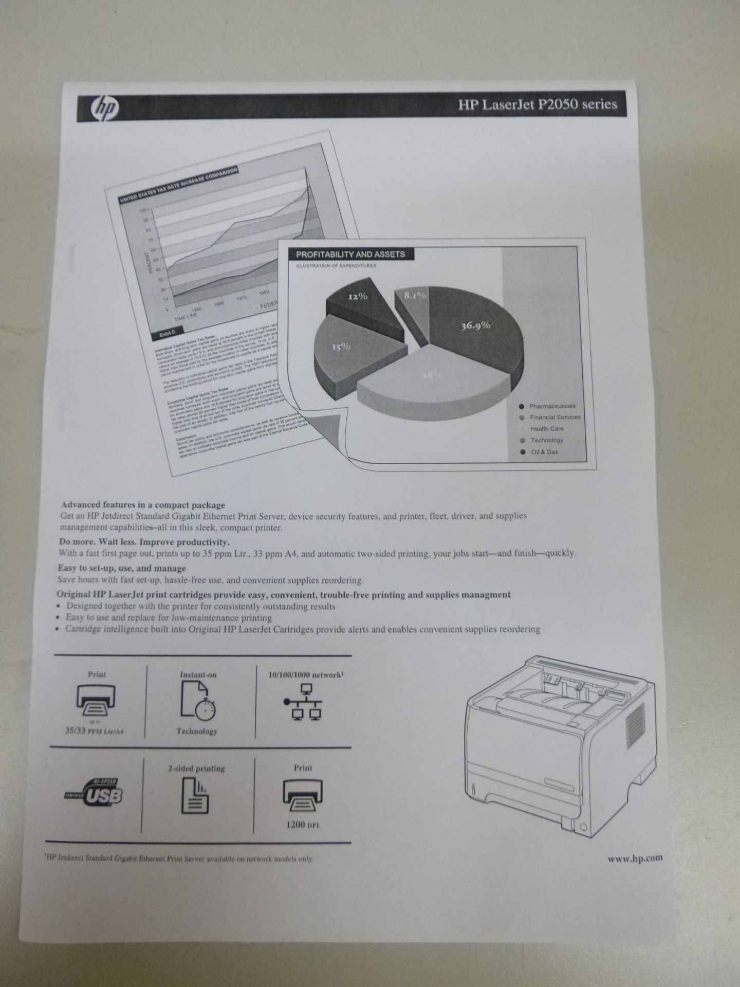 HP LaserJet P2055dn A4 Network Laser Printer. WITH EXTRA TRAY & TESTPRINT. - Image 2 of 2