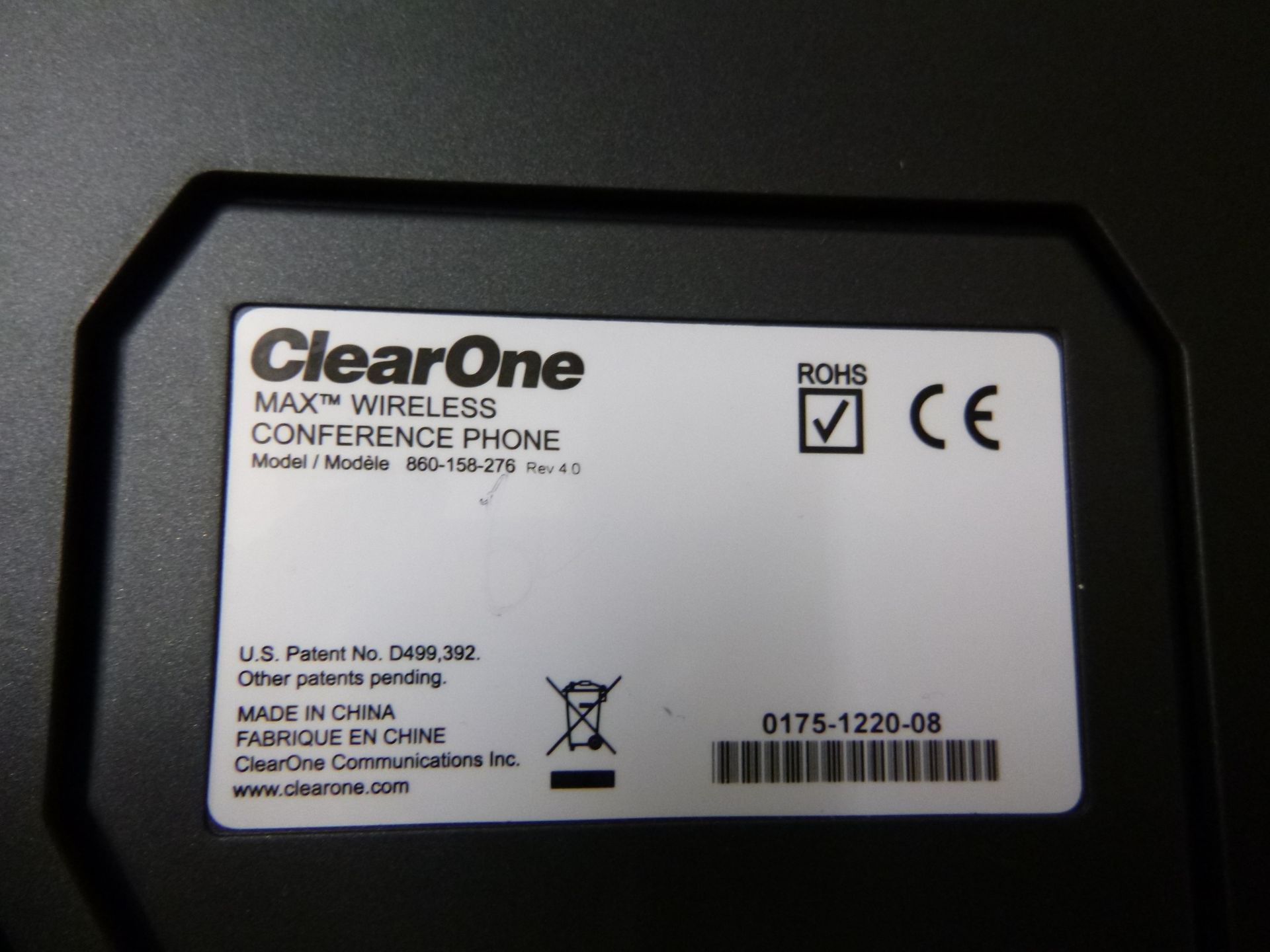 CLEAR ONE MAX WIRELESS CONFERENCE PHONE. MODEL 860-158-276 REV 4.0 - Image 2 of 2