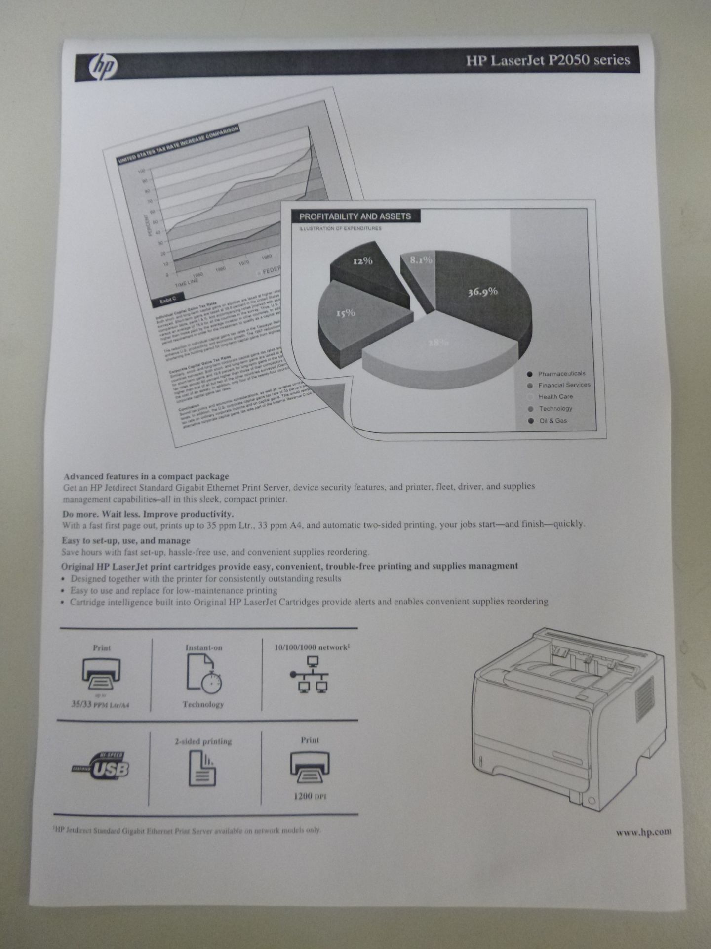 HP LaserJet P2055dn A4 Network Laser Printer. WITH EXTRA TRAY & TESTPRINT. - Image 2 of 2