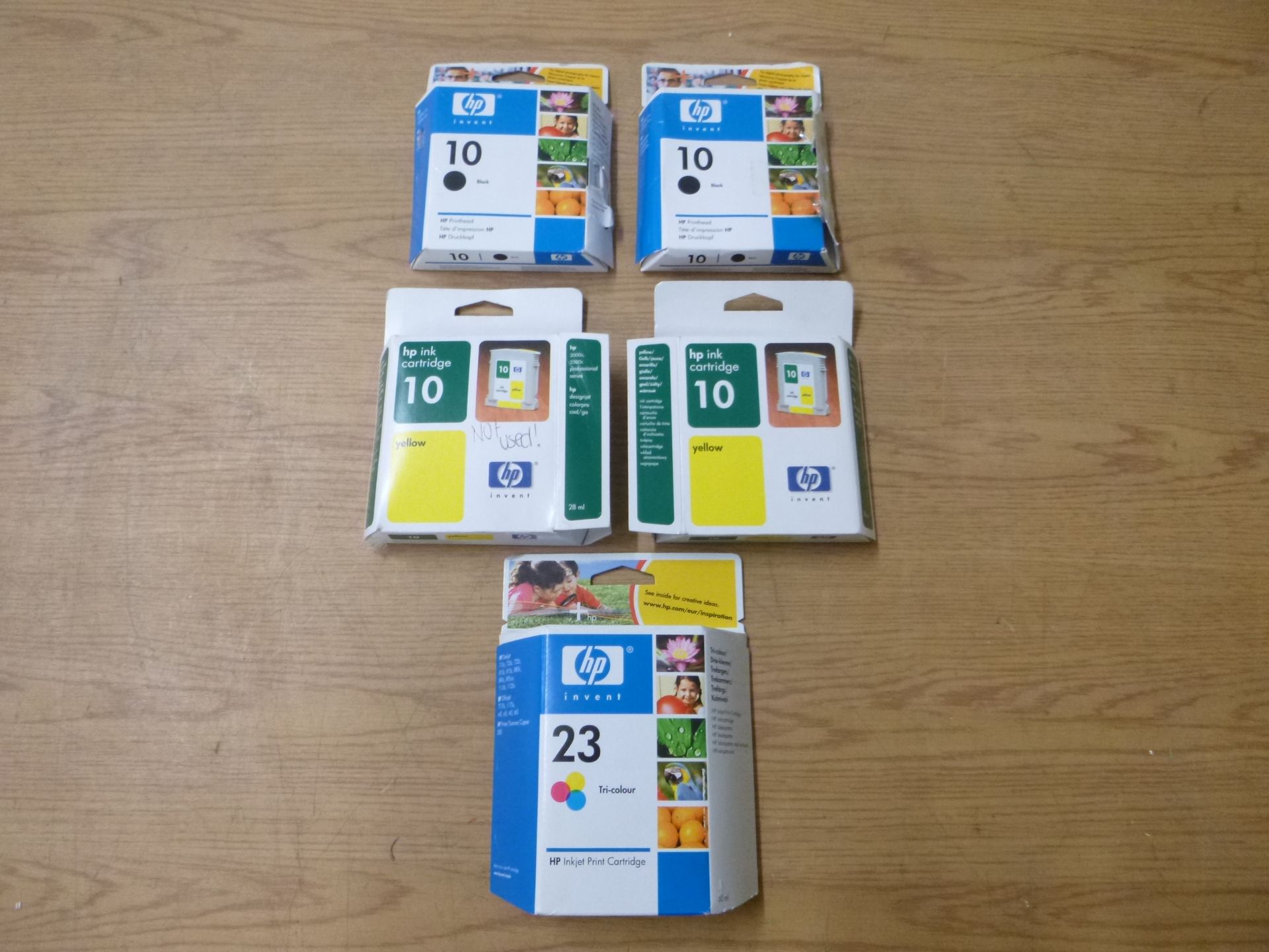 5 X GENUINE ORIGINAL HP 10 & 23 PRINTHEAD BLACK & COLOUR CARTRIDGE INK.