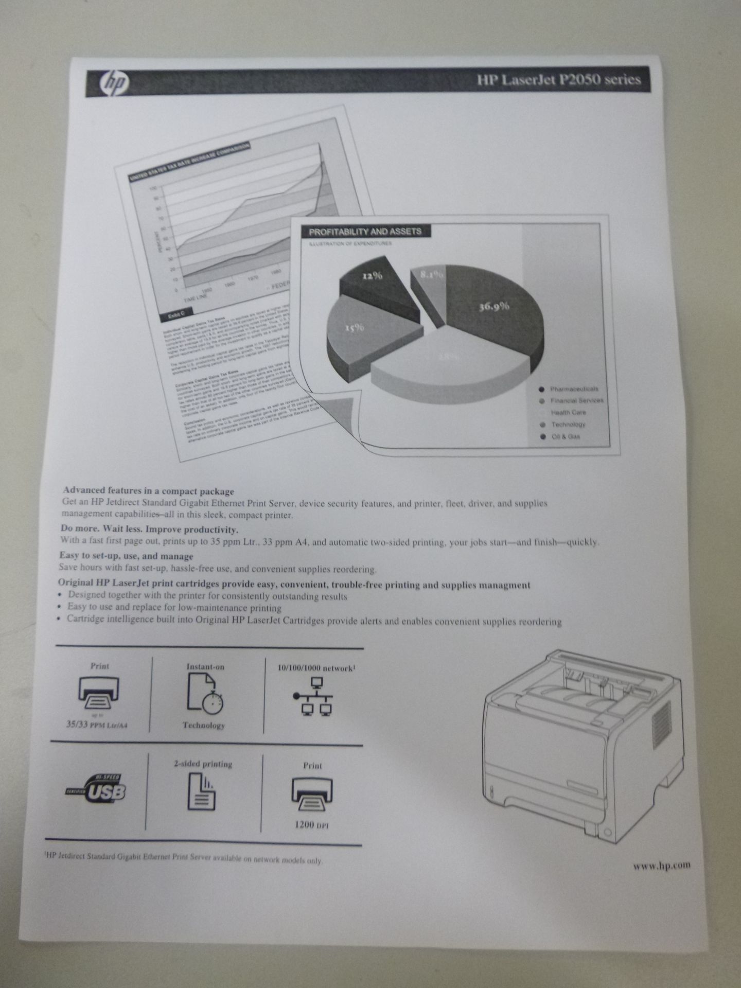 HP LaserJet P2055dn A4 Network Laser Printer. WITH EXTRA TRAY & TESTPRINT. - Image 2 of 2