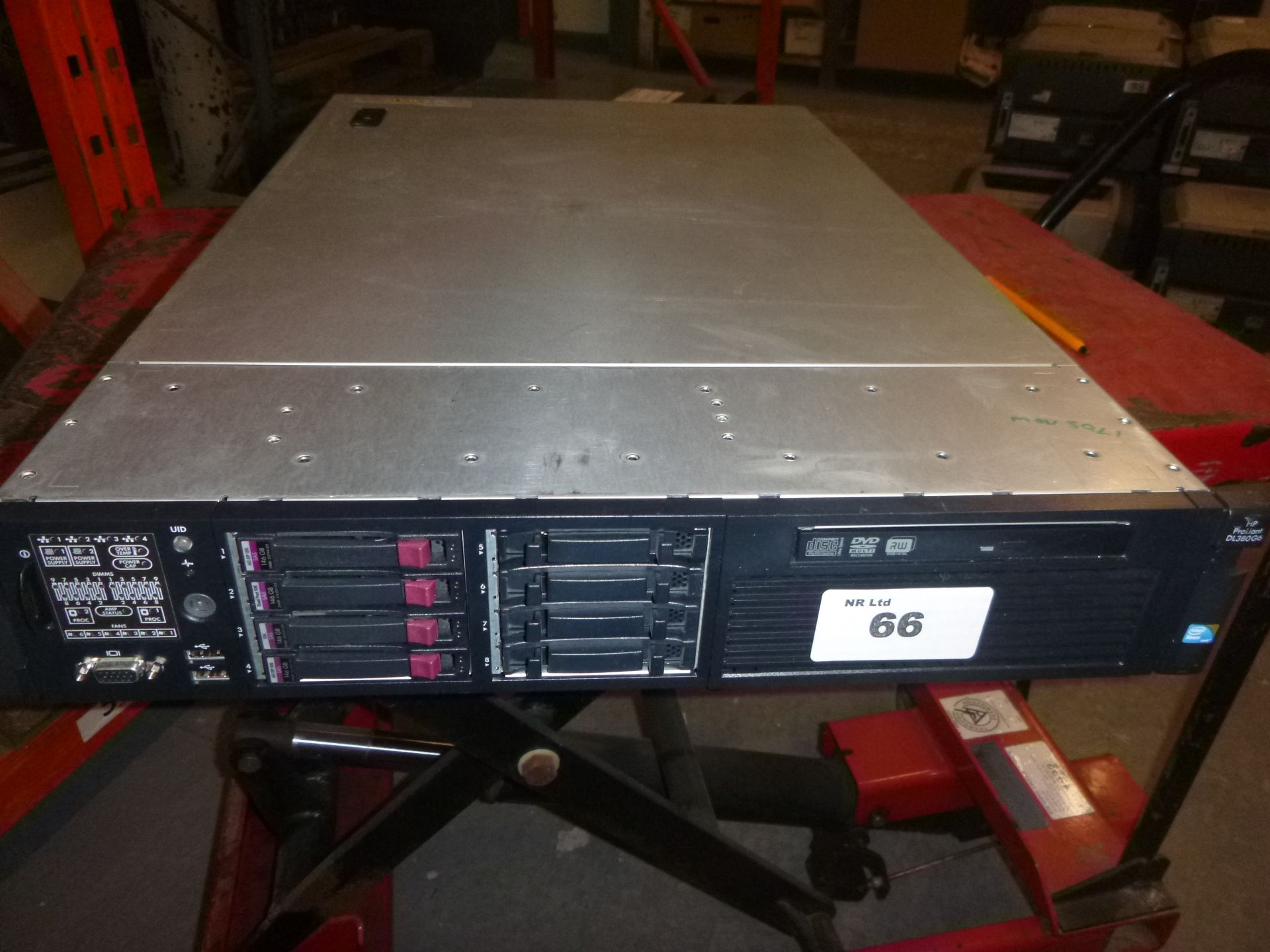 HP PROLIANT DL380 G6 2U RACKMOUNT FILESERVER. 2 X QUAD CORE 2.8GHZ PROCESSORS (E5560). 38GB RAM, 4 X