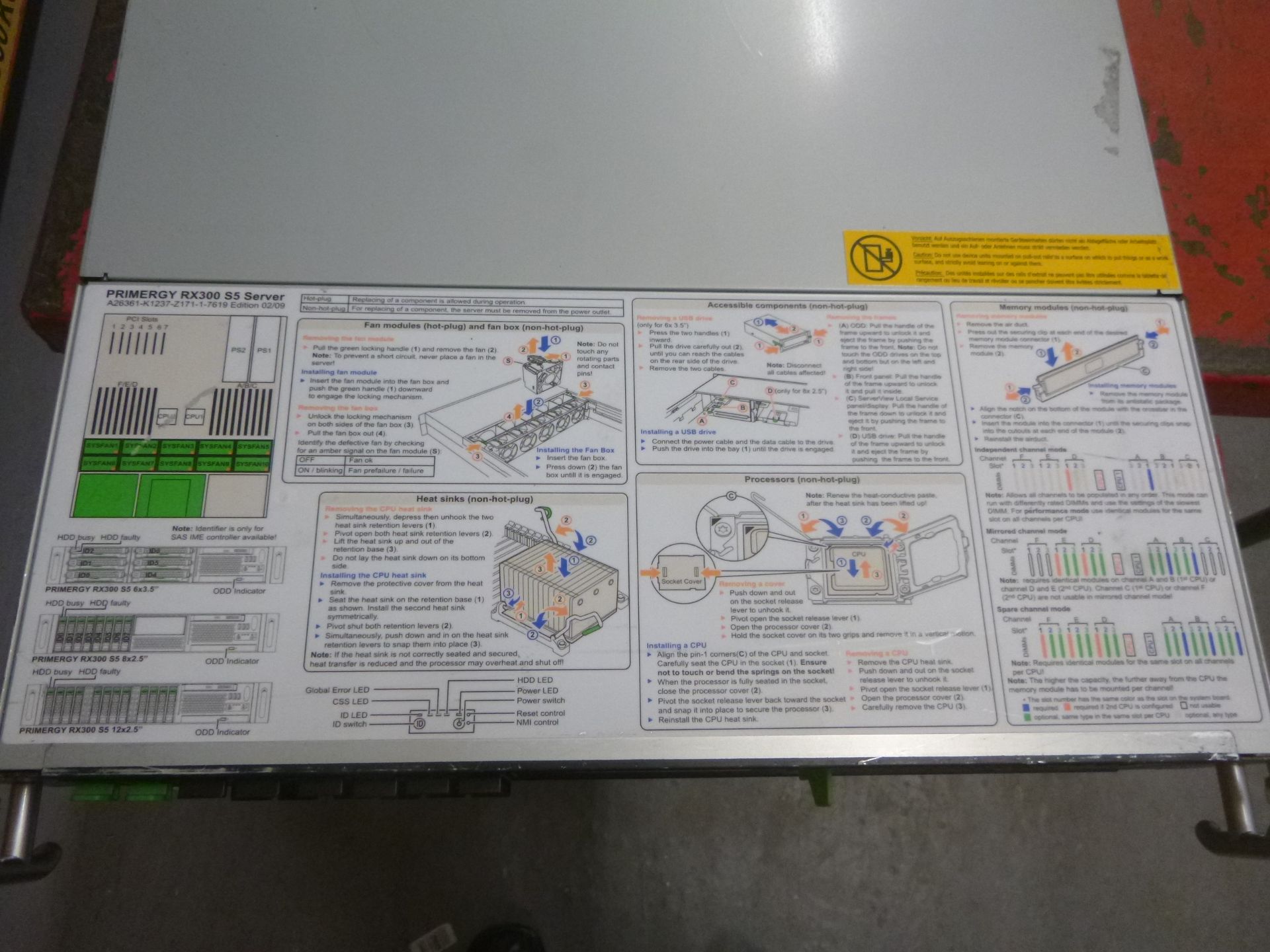 FUJITSU PRIMERGY RX300 S5 2U RACKMOUNT FILE SERVER. 2 X XEON 2.13GHZ QUAD CORE PROCESSORS (L5506), - Image 2 of 3