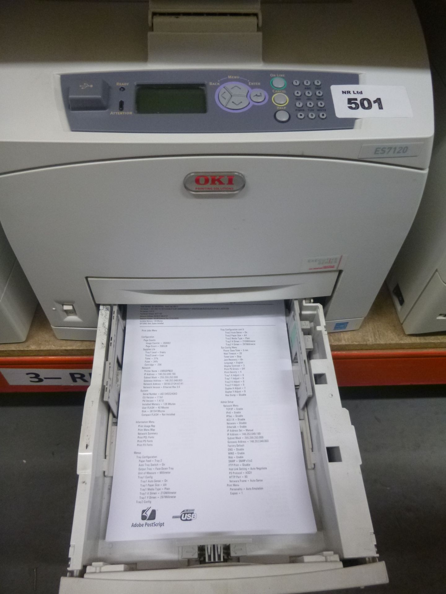 OKI ES7120 NETWORK Laser printer with test print - Image 2 of 2