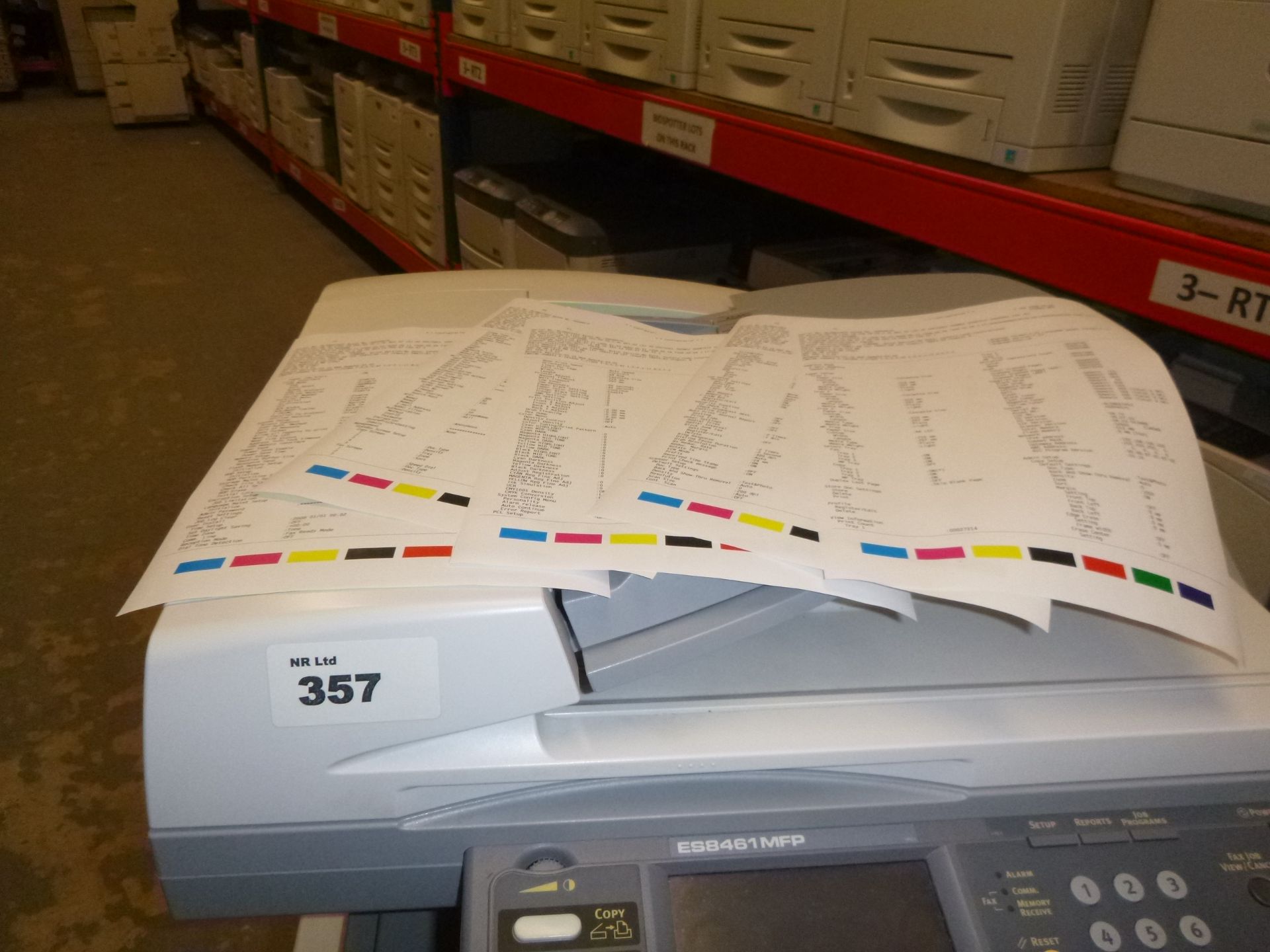 OKI ES8461 MFP COLOUR LASER PRINTER. ON WHEELS WITH 3 PAPER TRAYS, TEST PRINT & COPY. - Image 2 of 2