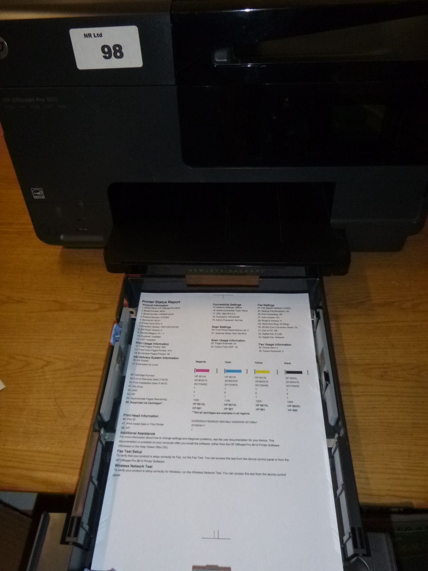 HP OFFICEJET PRO 8615 MULTIFUNCTION COLOUR PRINTER. PRINT/FAX/SCAN/COPY/WEB. WITH TEST PRINT - Image 2 of 2